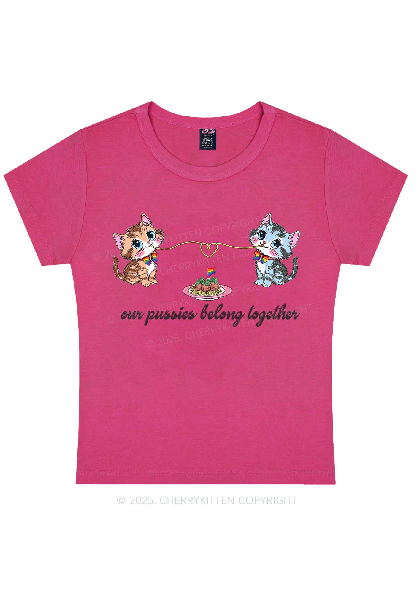 Our Puxxies Belong Together Pride Y2K Baby Tee Cherrykitten - Image 6