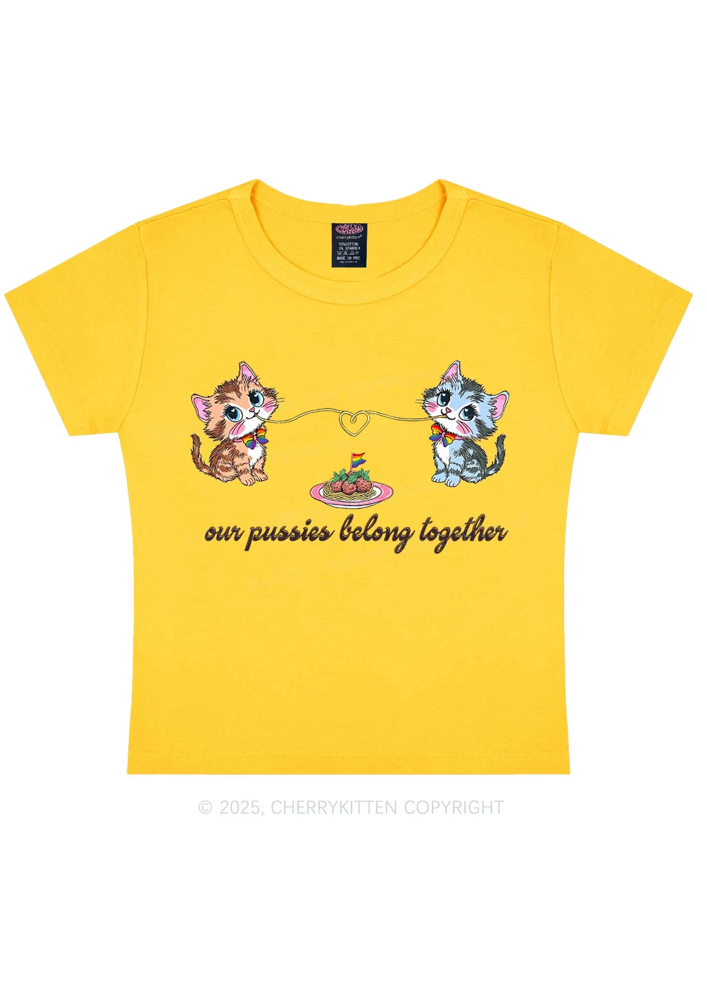 Our Puxxies Belong Together Pride Y2K Baby Tee Cherrykitten - Image 7
