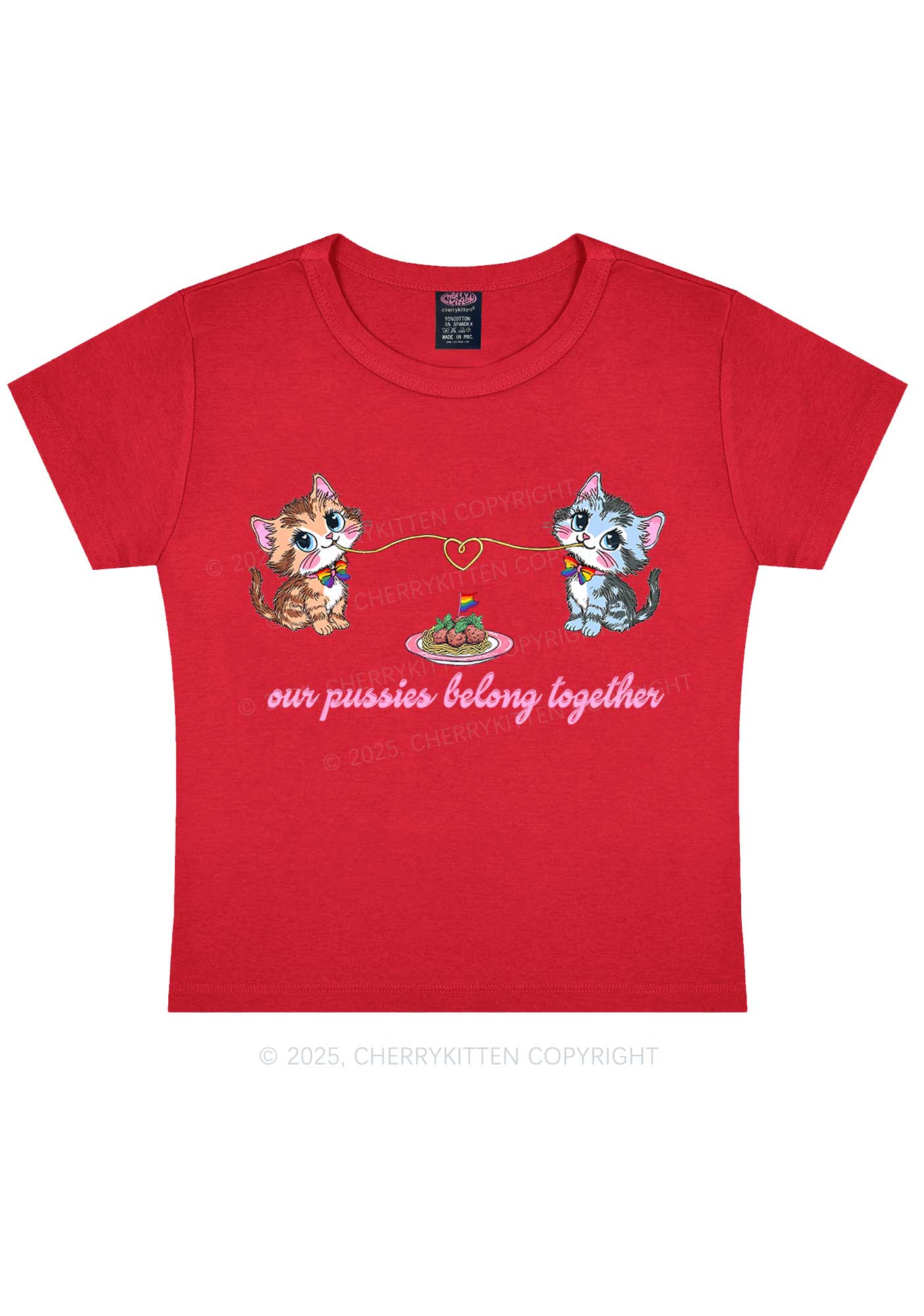 Our Puxxies Belong Together Pride Y2K Baby Tee Cherrykitten - Image 8