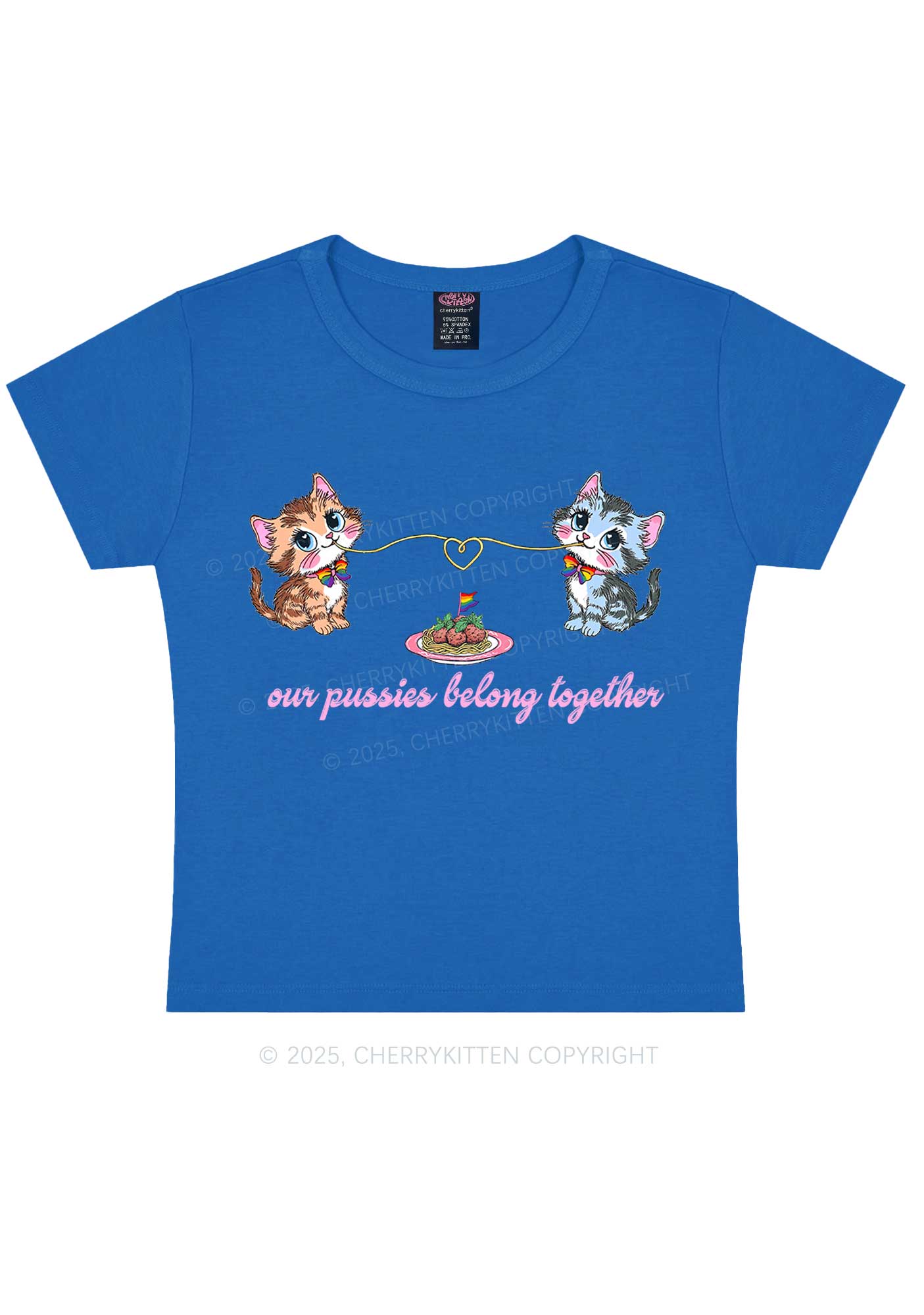 Our Puxxies Belong Together Pride Y2K Baby Tee Cherrykitten - Image 9