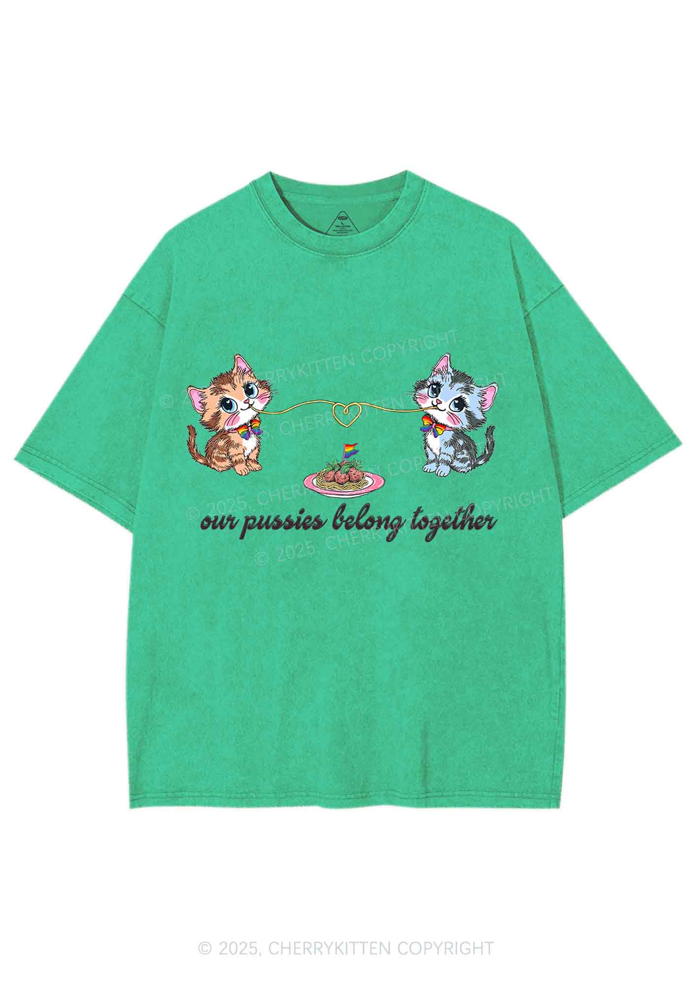 Our Puxxies Belong Together Pride Y2K Shirts Washed Tee Cherrykitten - Image 8