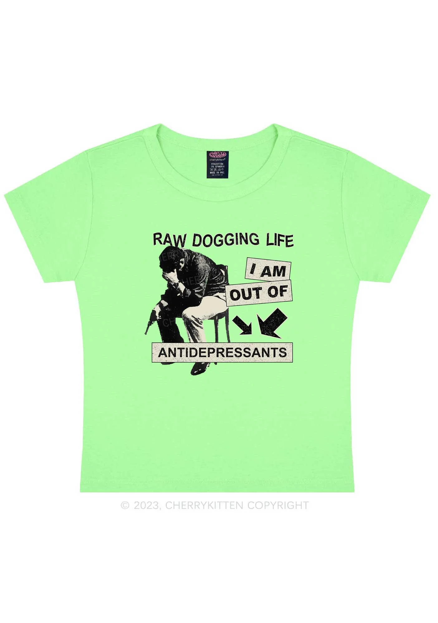Out Of Antidepressants Y2K Baby Tee Cherrykitten - Image 10