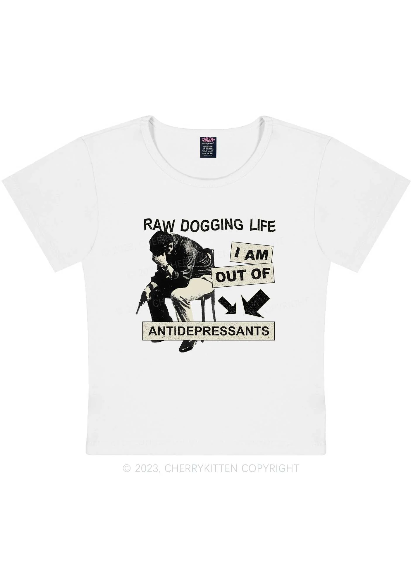 Out Of Antidepressants Y2K Baby Tee Cherrykitten - Image 4
