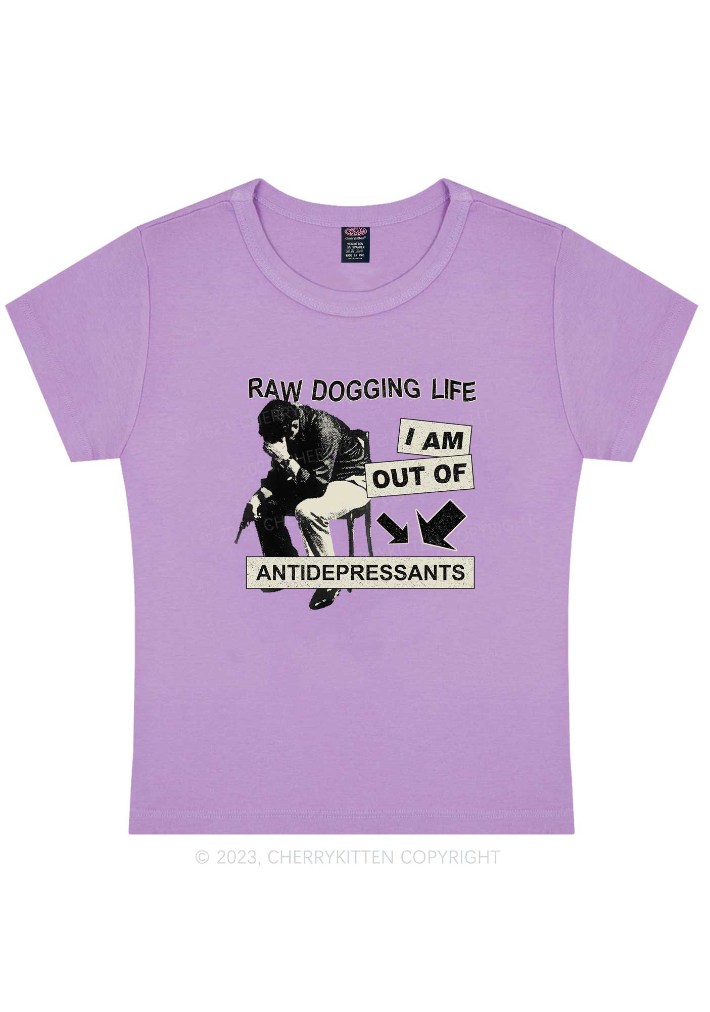 Out Of Antidepressants Y2K Baby Tee Cherrykitten - Image 5