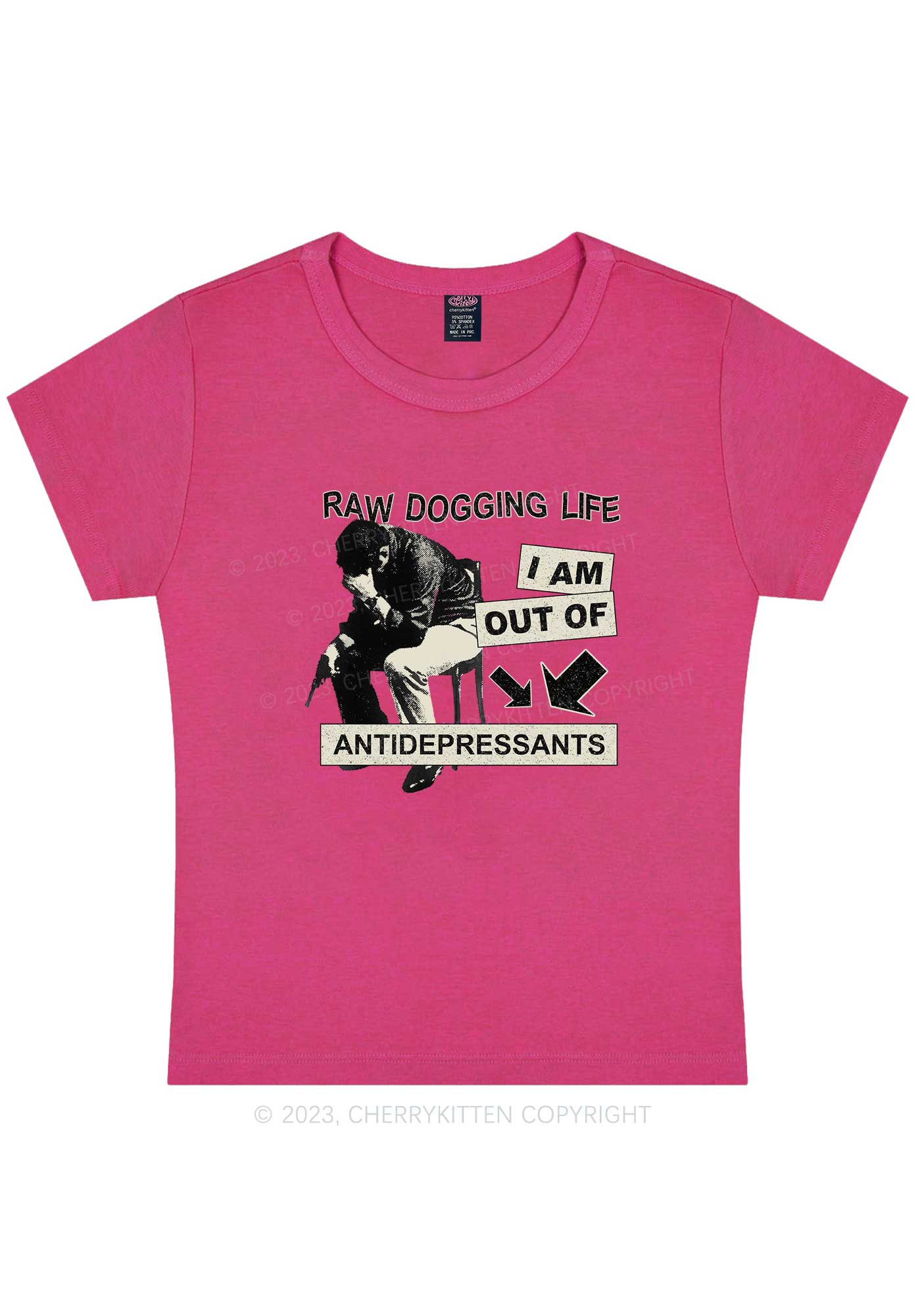 Out Of Antidepressants Y2K Baby Tee Cherrykitten - Image 6