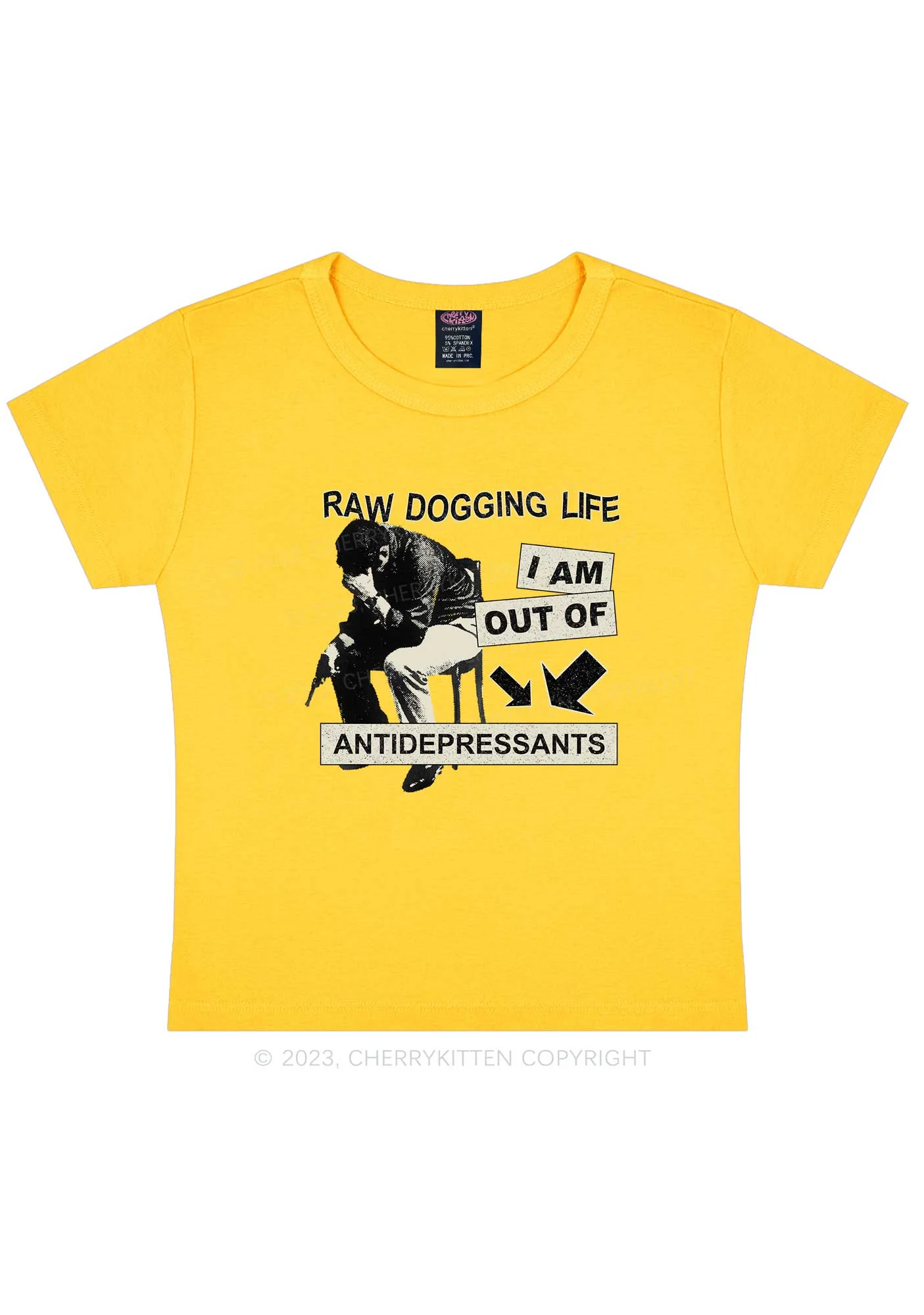 Out Of Antidepressants Y2K Baby Tee Cherrykitten - Image 7