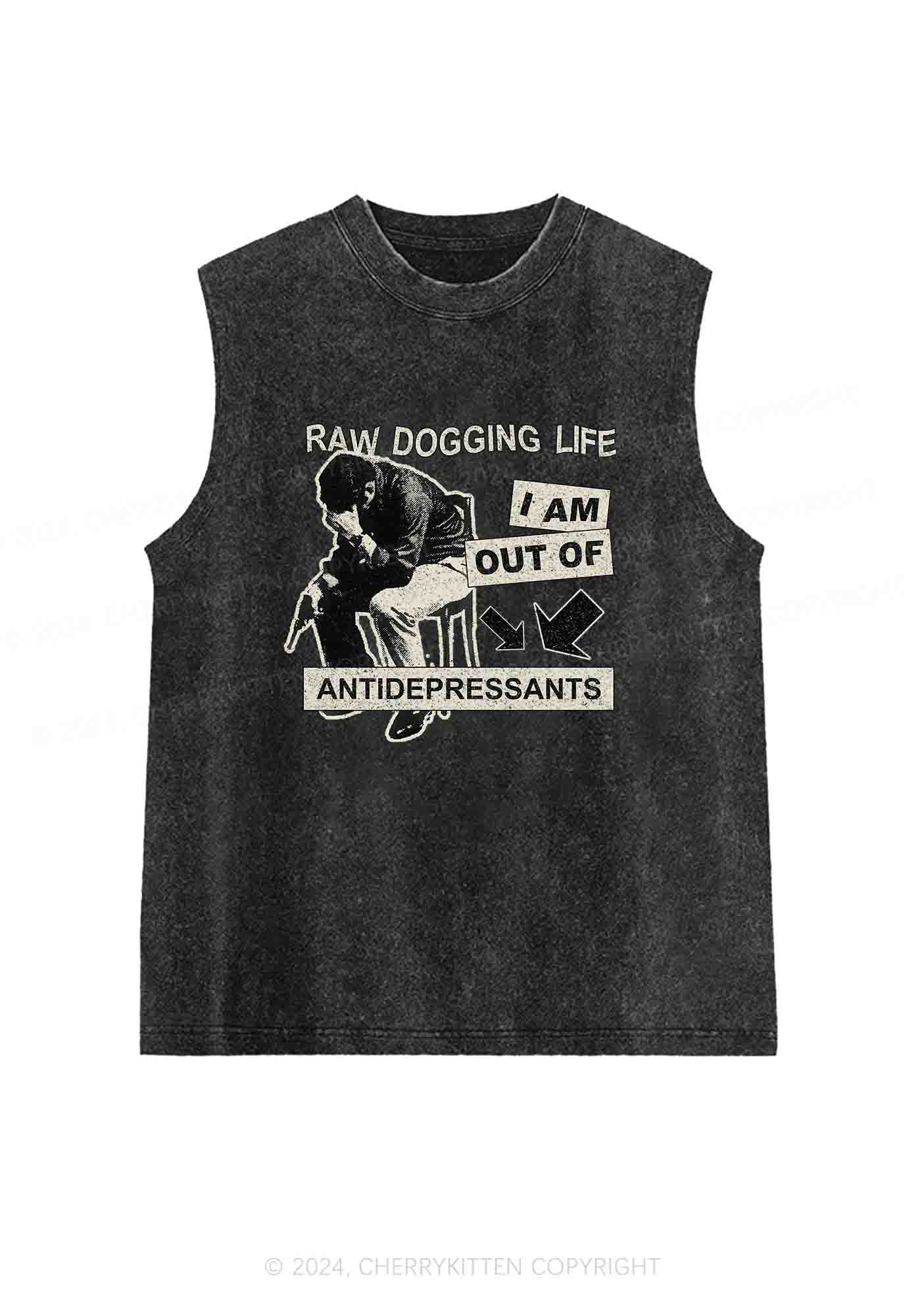 Out Of Antidepressants Y2K Washed Tank Cherrykitten - Image 3