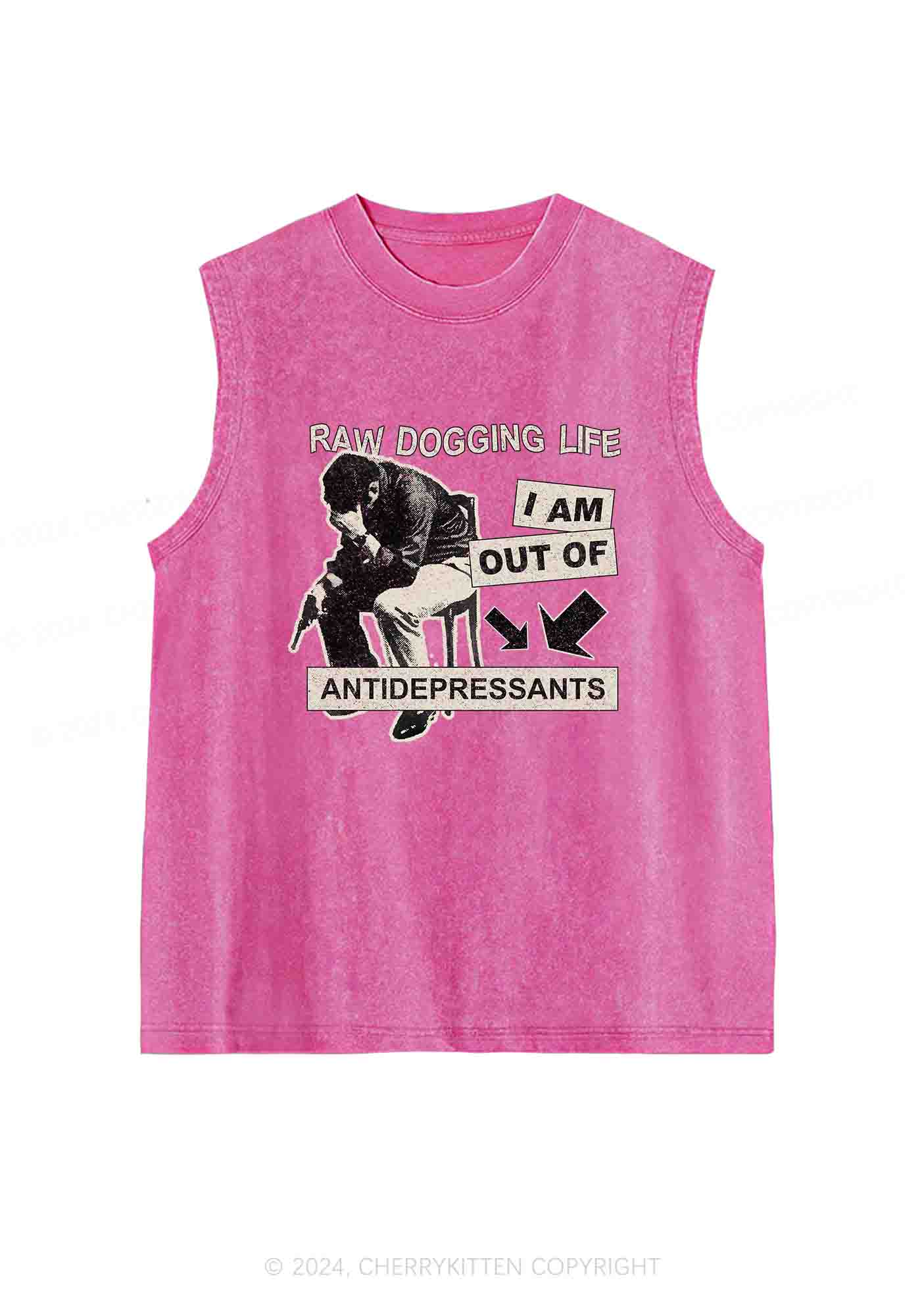 Out Of Antidepressants Y2K Washed Tank Cherrykitten - Image 4