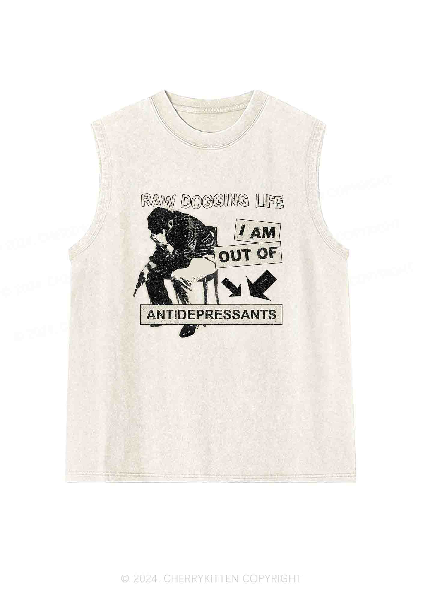 Out Of Antidepressants Y2K Washed Tank Cherrykitten - Image 5