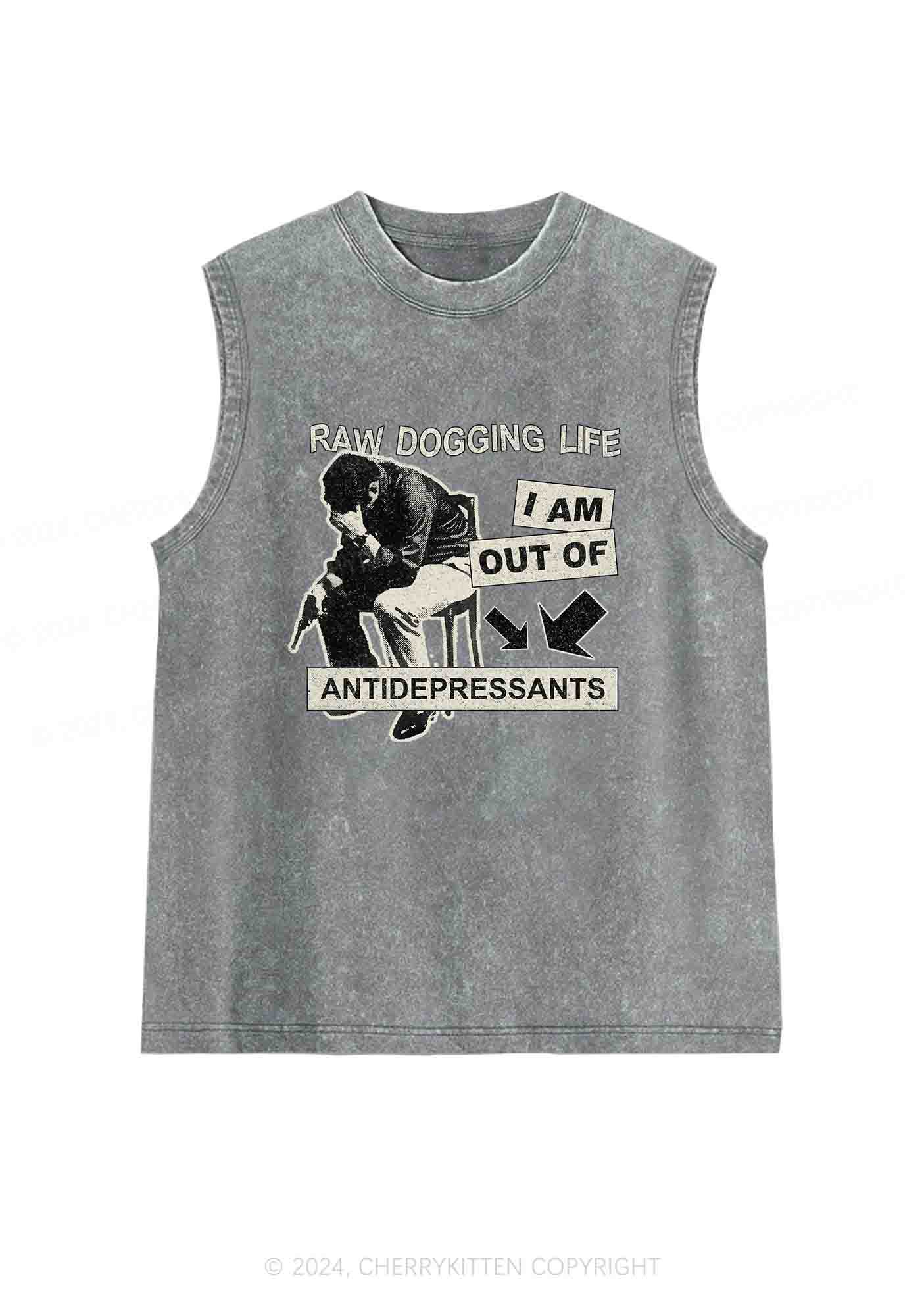 Out Of Antidepressants Y2K Washed Tank Cherrykitten - Image 6