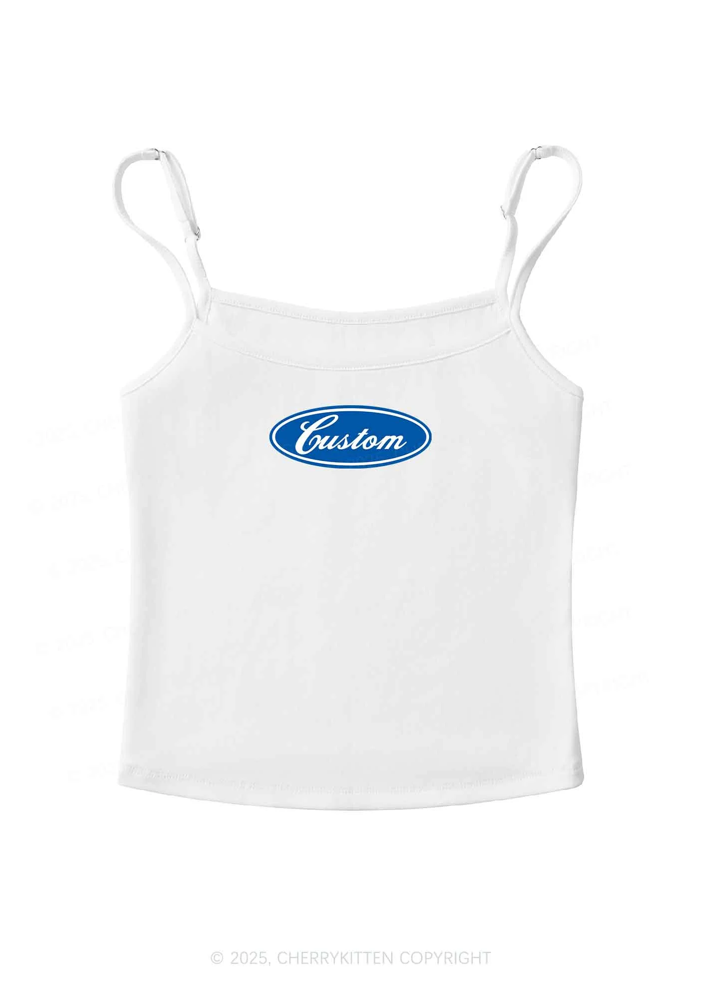 Oval Custom Text Y2K Spaghetti Strap Cami Cherrykitten - Image 3
