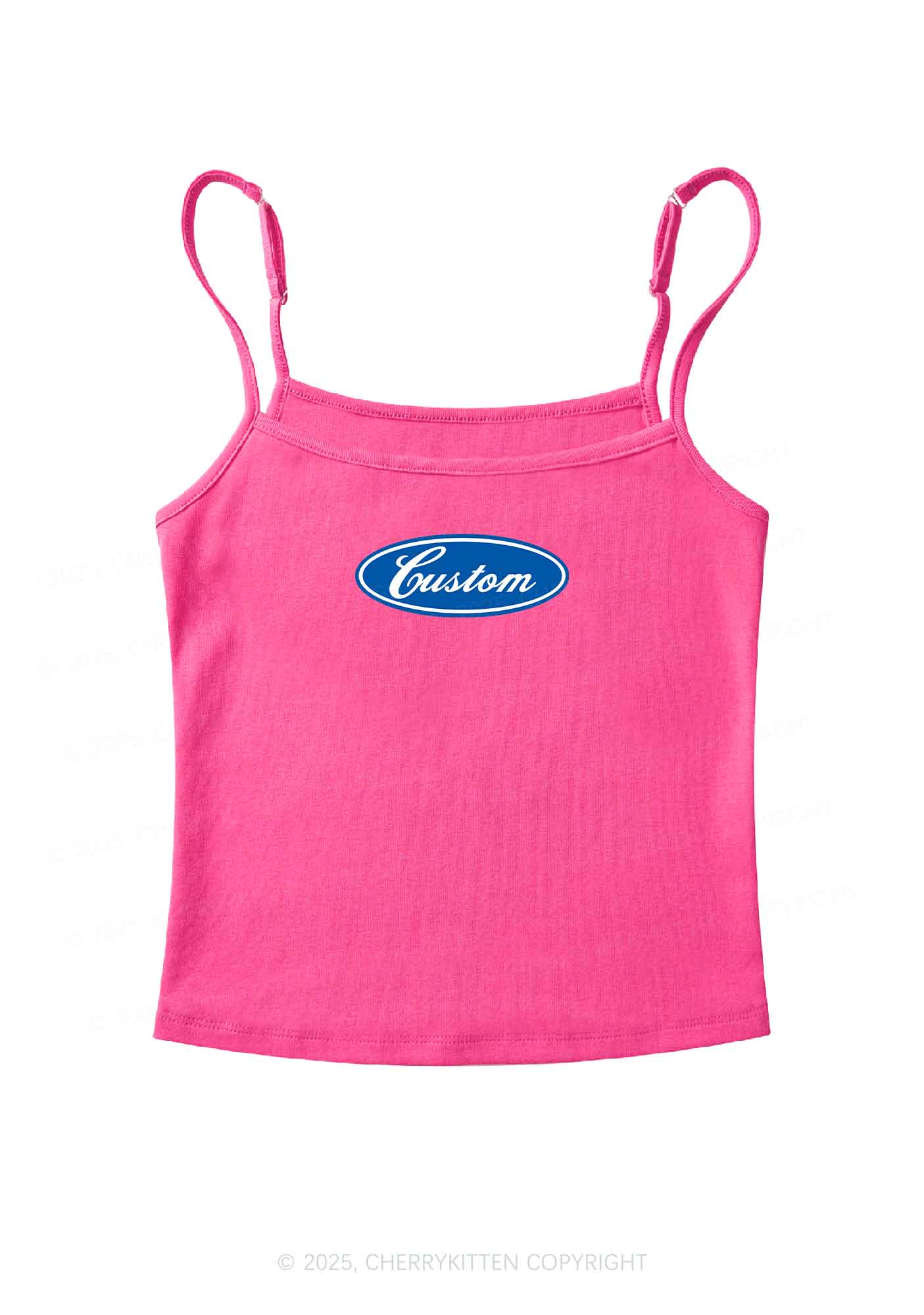 Oval Custom Text Y2K Spaghetti Strap Cami Cherrykitten - Image 4