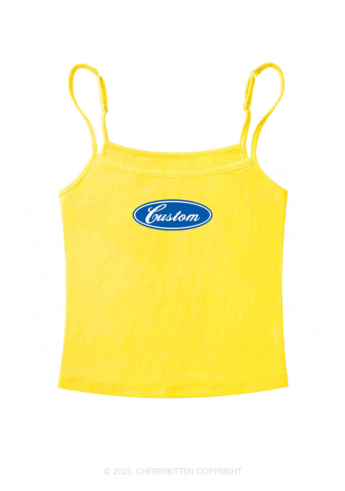 Oval Custom Text Y2K Spaghetti Strap Cami Cherrykitten - Image 6