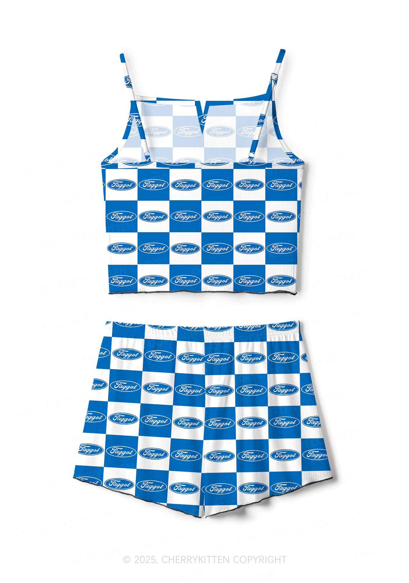 Oval Faggot Pride Y2K Print Cami Shorts Pajama Set Cherrykitten - Image 3