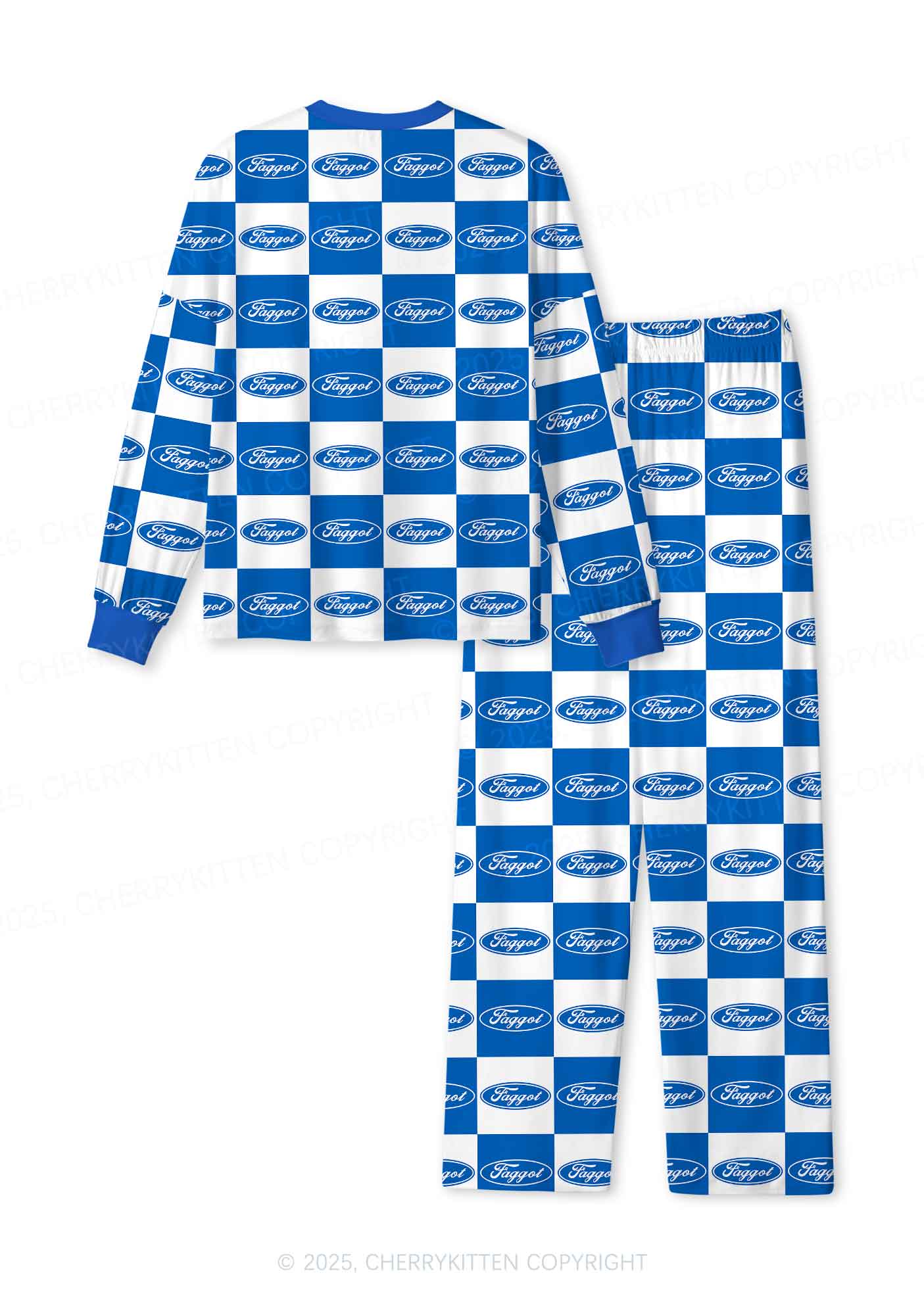 Oval Faggot Pride Y2K Print Long Sleeve Pajama Set Cherrykitten - Image 3