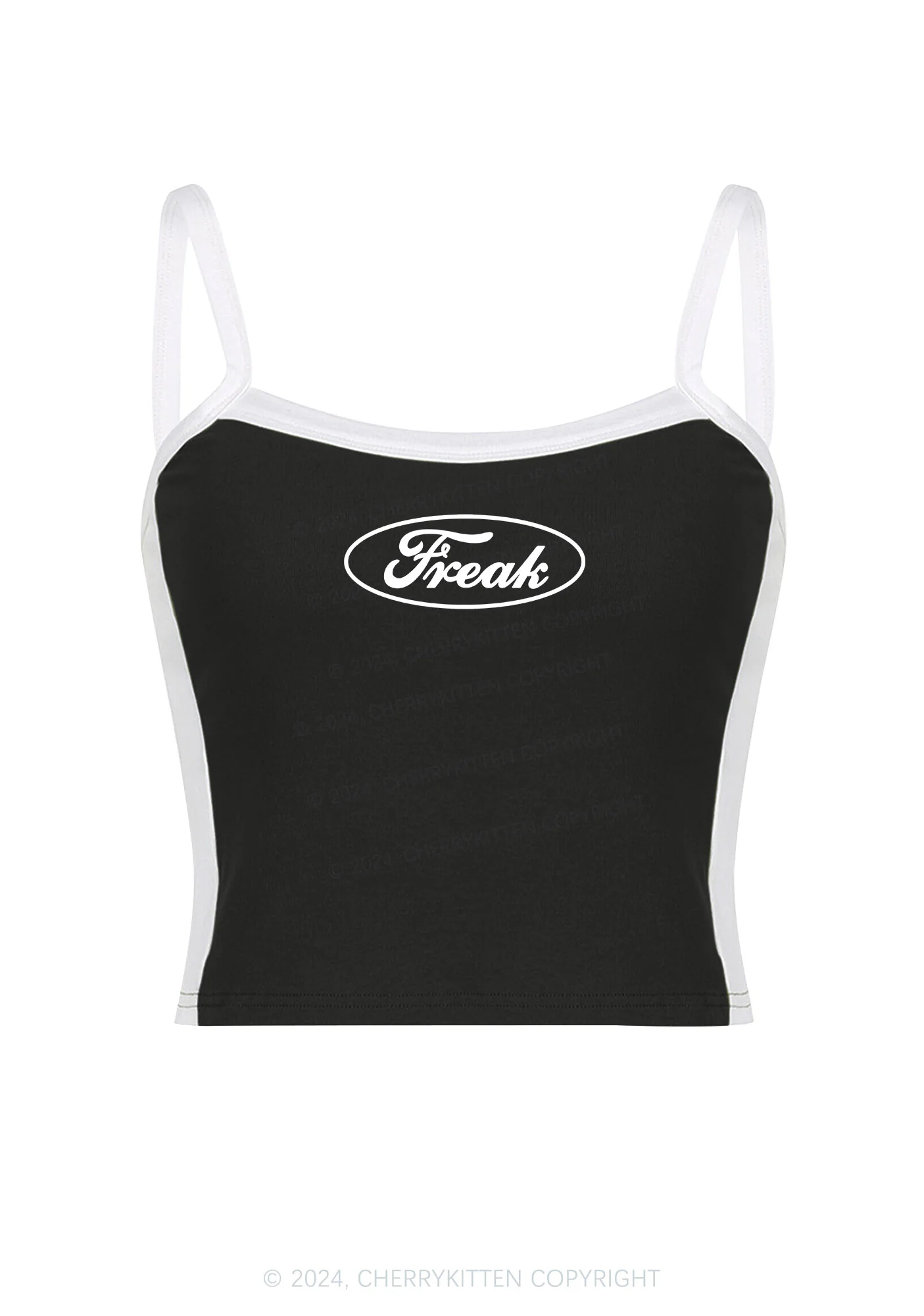 Oval Freak Y2K Color Block Crop Cami Top Cherrykitten - Image 2