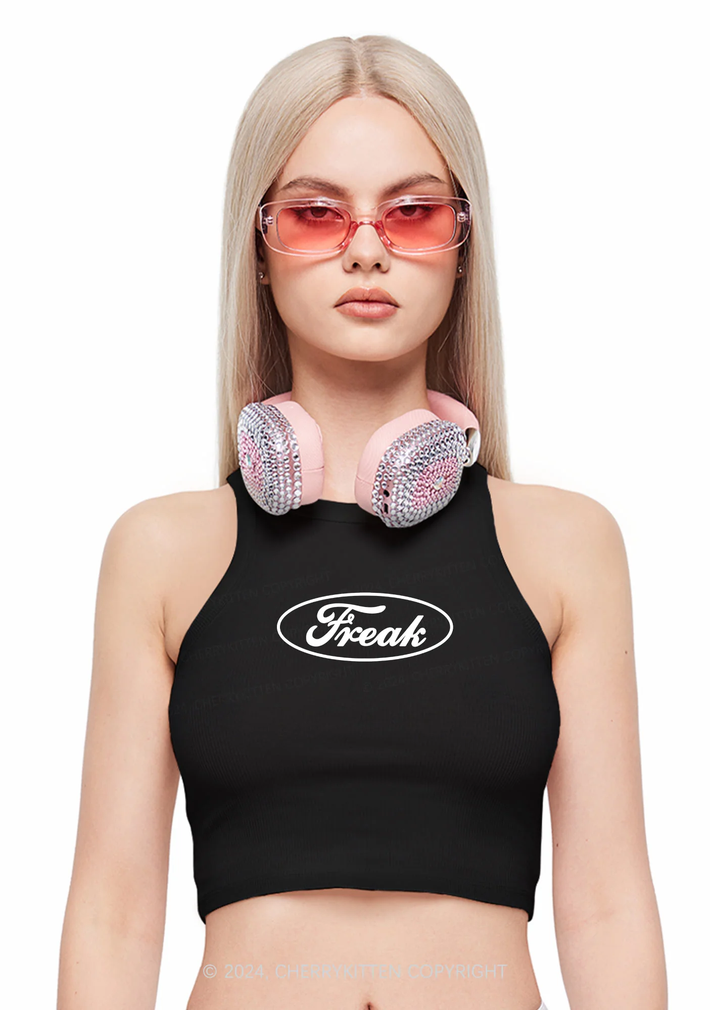 Oval Freak Y2K Crop Tank Top Cherrykitten - Image 3