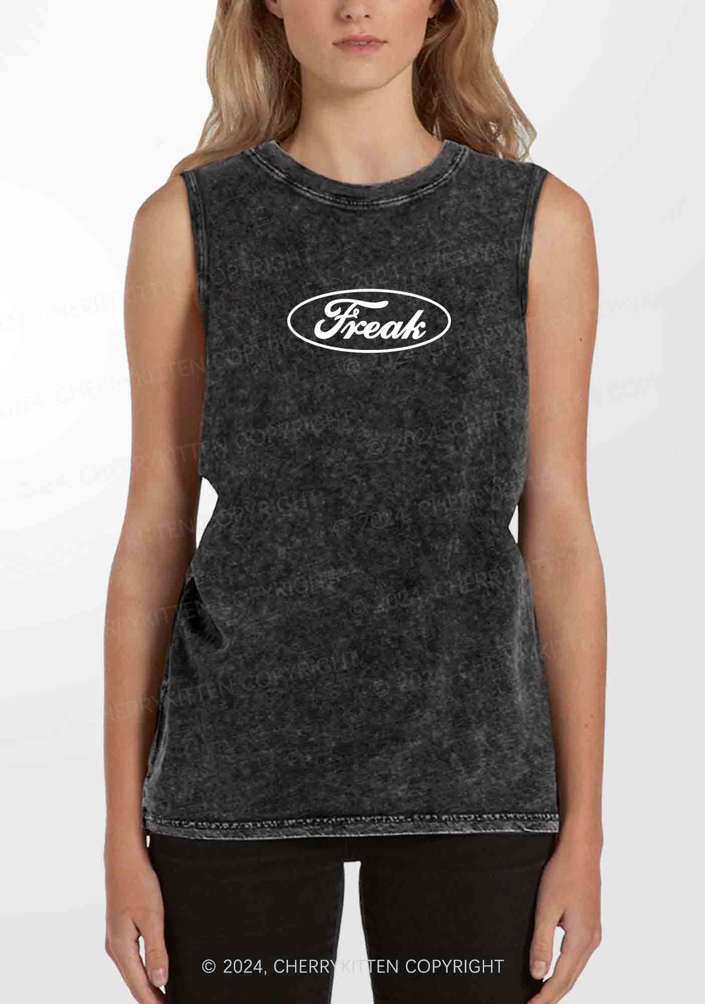 Oval Freak Y2K Washed Tank Cherrykitten - Image 2