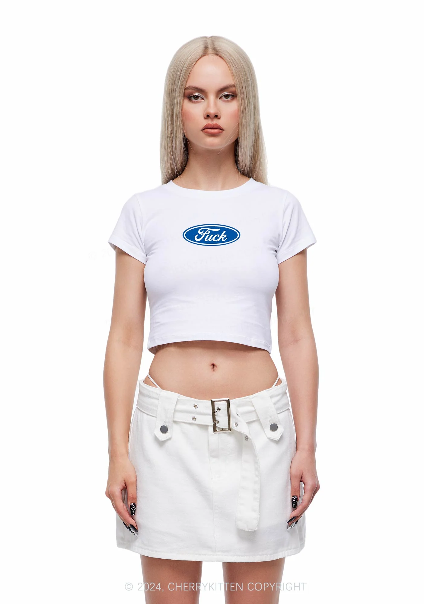 Oval Fxxk Y2K Baby Tee Cherrykitten - Image 2