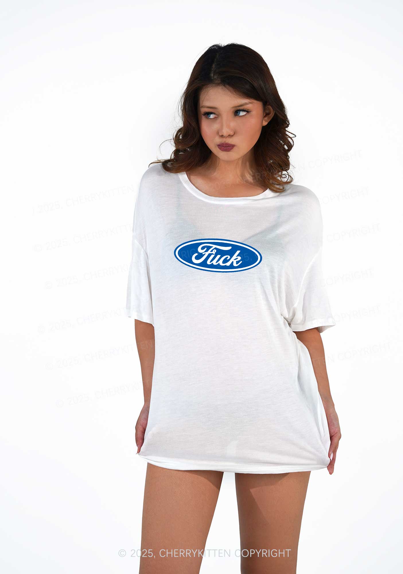 Oval Fxxk Y2K Sheer Boyfriend Tee Cherrykitten - Image 2