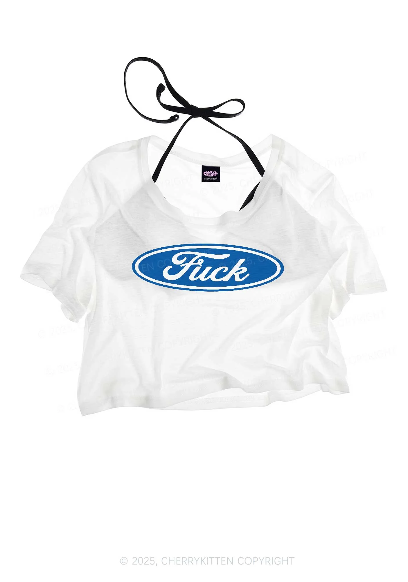 Oval Fxxk Y2K Sheer Crop Tee Cherrykitten - Image 3