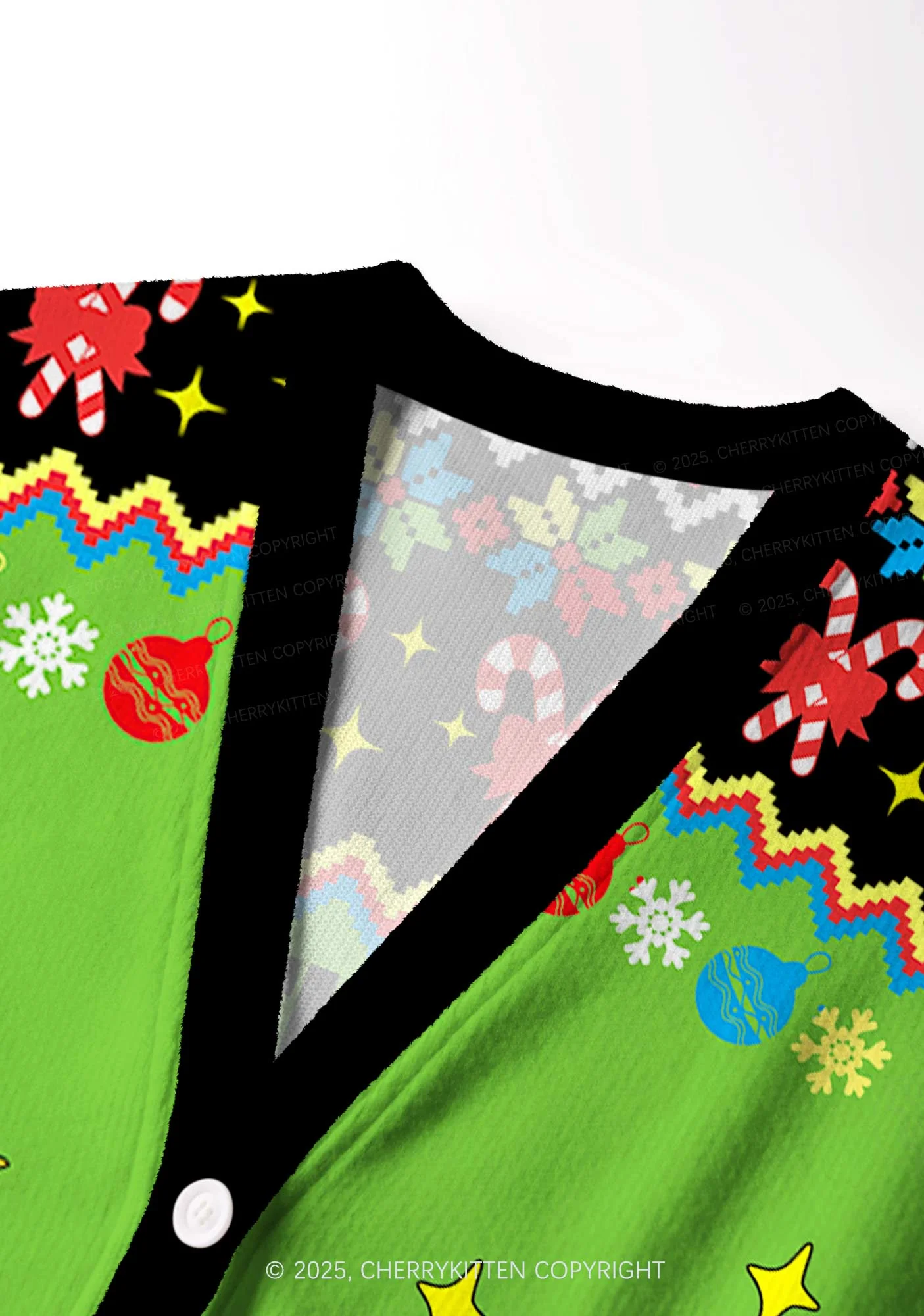 Overstimulated But Festive Y2K Christmas Cardigan Knit Sweatshirt Cherrykitten - Image 5