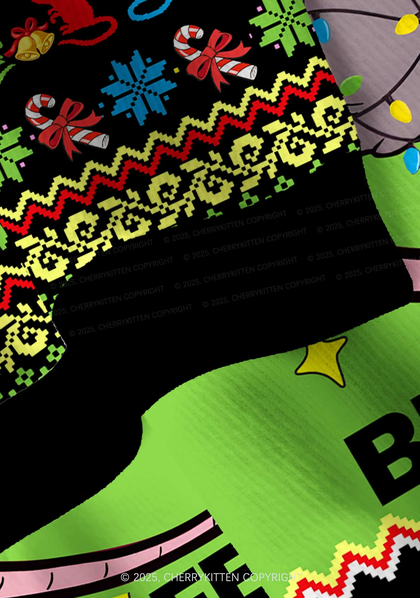 Overstimulated But Festive Y2K Christmas Cardigan Knit Sweatshirt Cherrykitten - Image 6