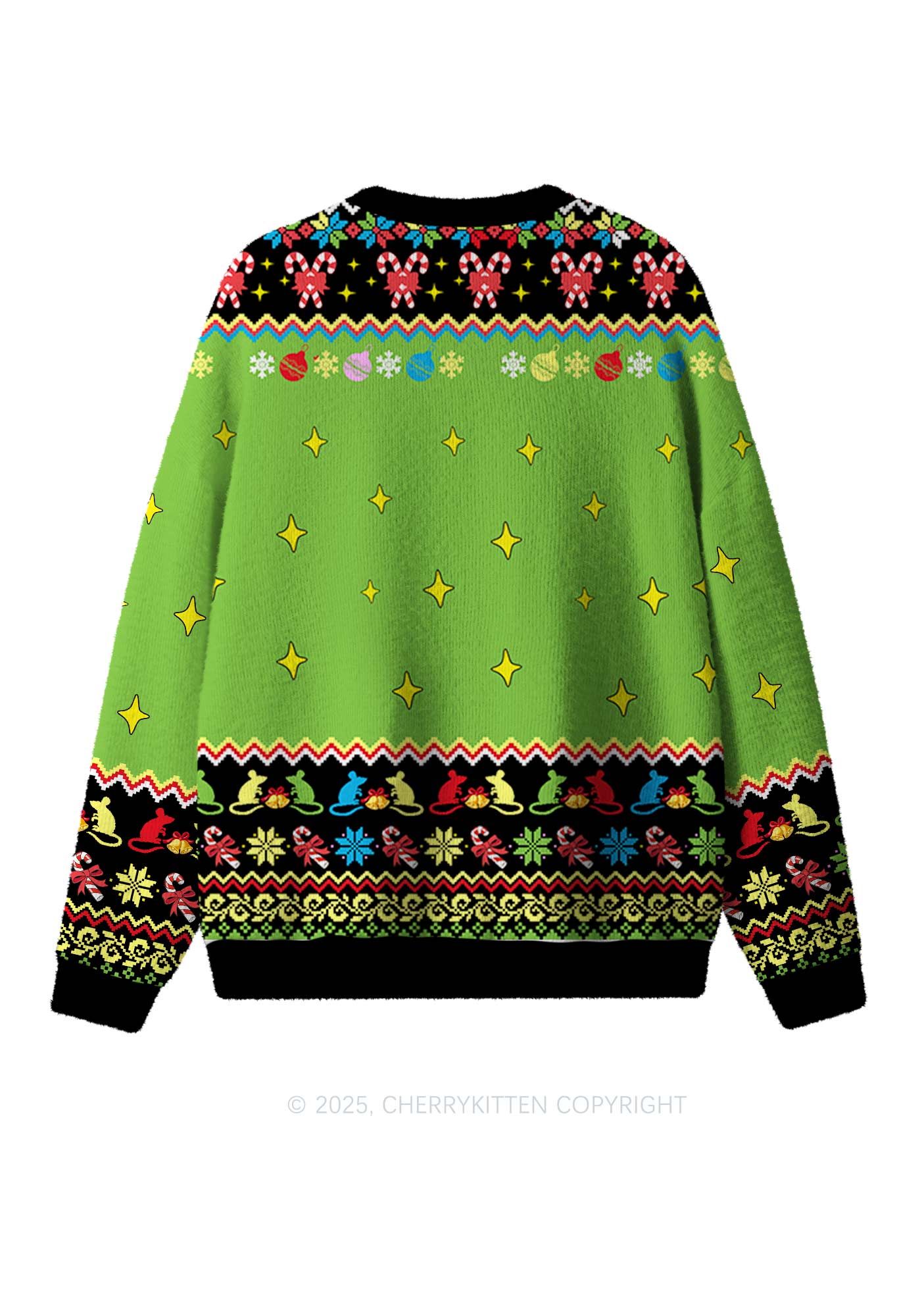 Overstimulated But Festive Y2K Christmas Knit Sweatshirt Cherrykitten - Image 2