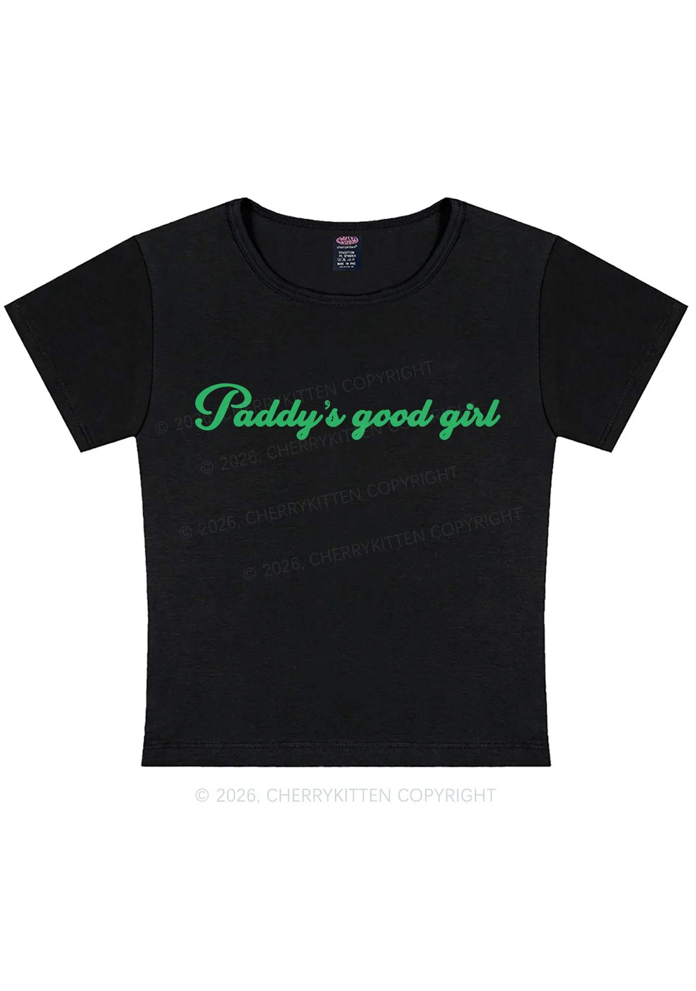 Paddys Good Girl St Patricks Y2K Baby Tee Cherrykitten - Image 3
