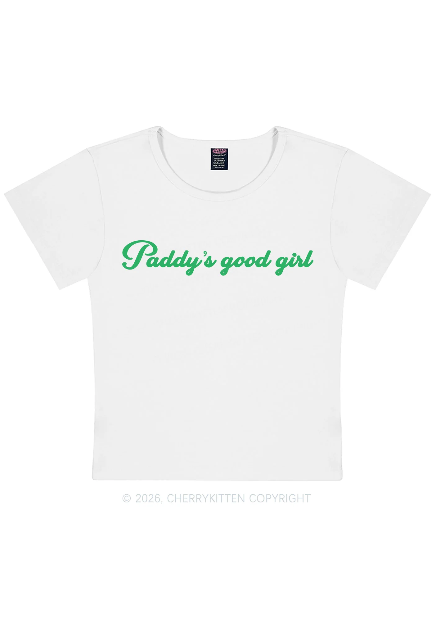 Paddys Good Girl St Patricks Y2K Baby Tee Cherrykitten - Image 4