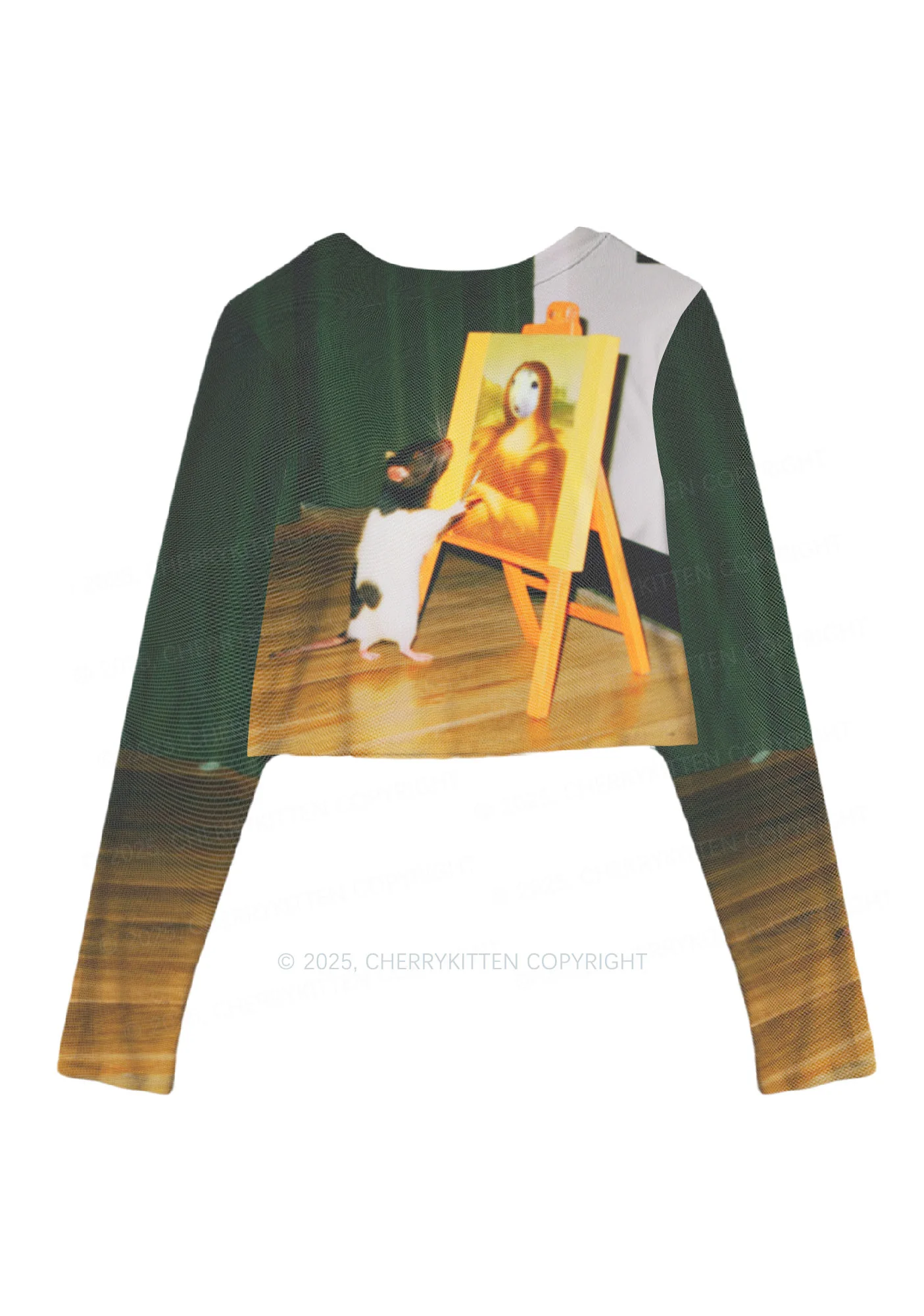 Painting Ratz Y2K Mesh Long Sleeve Crop Top Cherrykitten - Image 3
