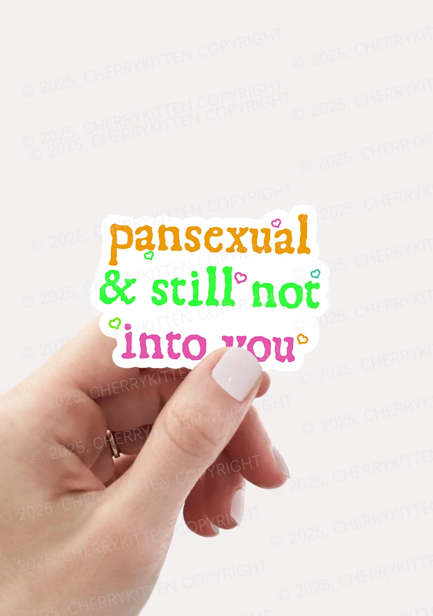 Pansexual Not Into You Pride 1Pc Y2K Sticker Cherrykitten - Image 2