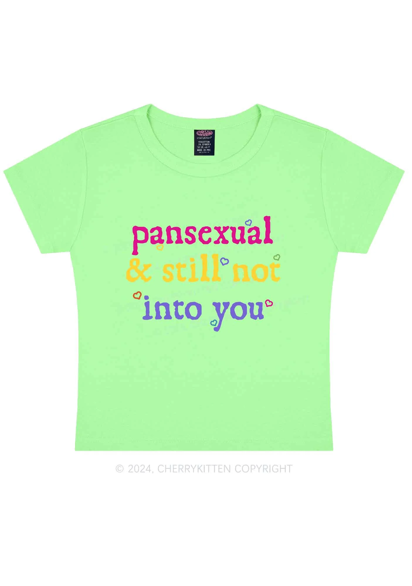 Pansexual Not Into You Y2K Baby Tee Cherrykitten - Image 12