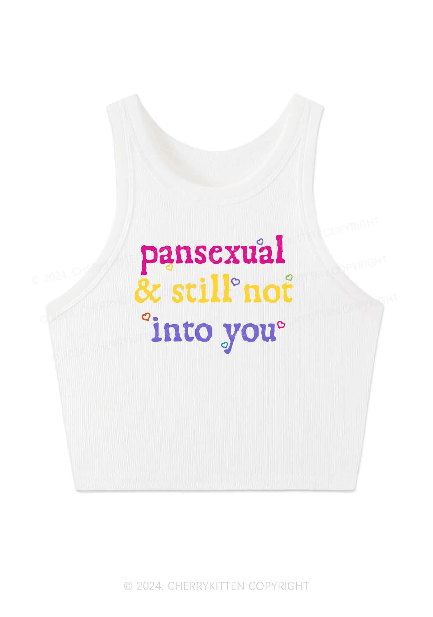 Pansexual Not Into You Y2K Crop Tank Top Cherrykitten - Image 2