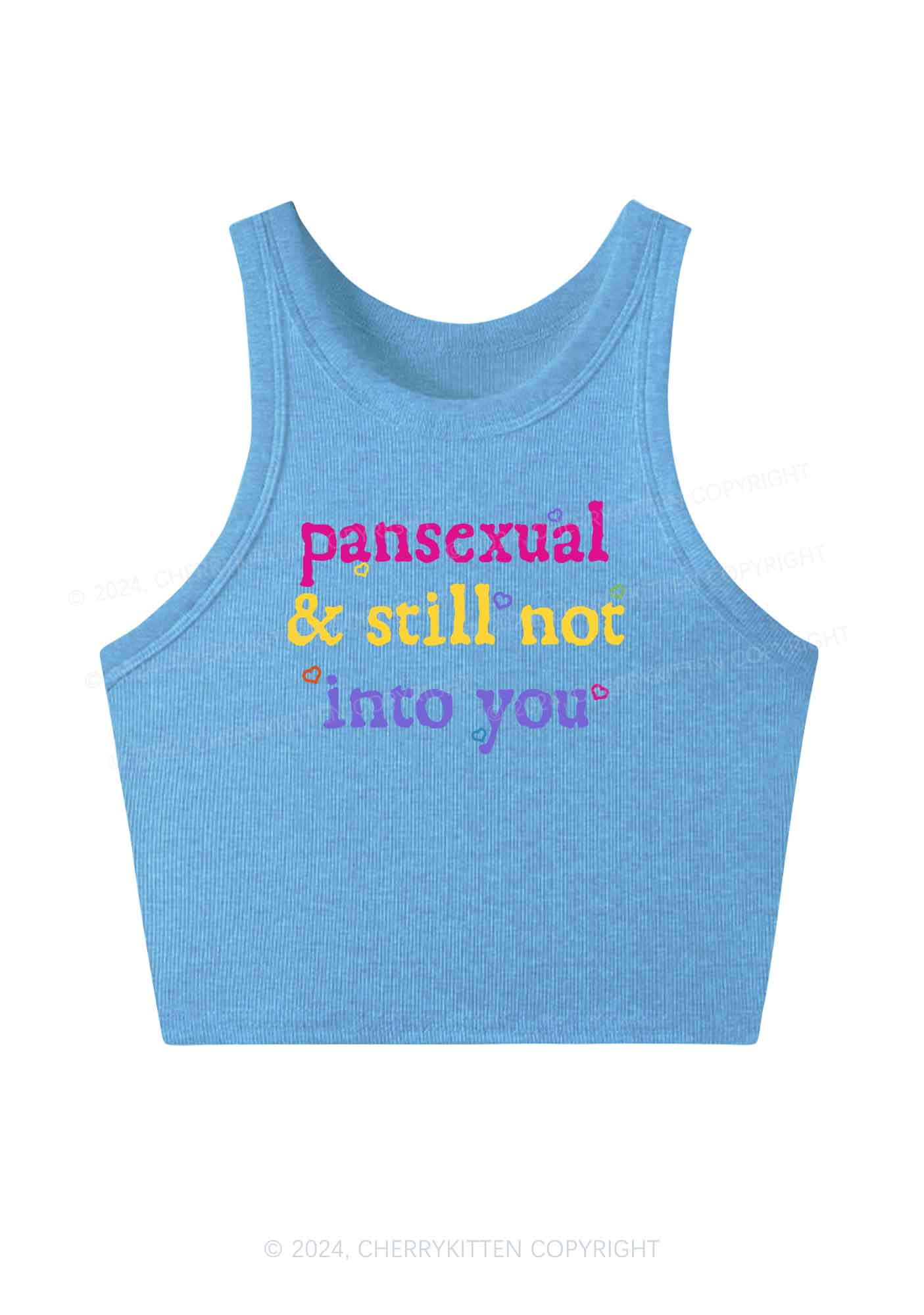 Pansexual Not Into You Y2K Crop Tank Top Cherrykitten - Image 4