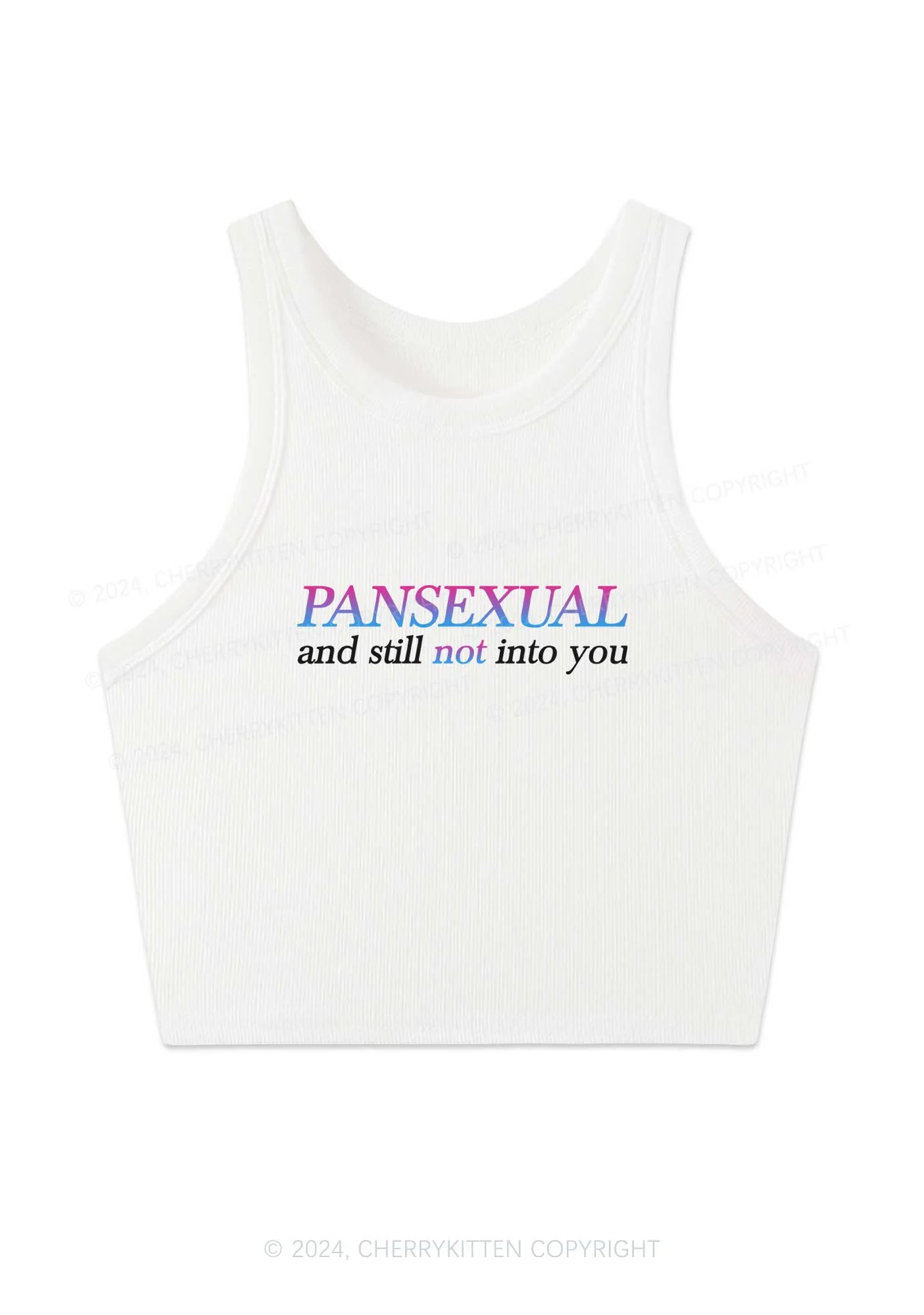 Pansexual Still Not Into You Y2K Crop Tank Top Cherrykitten - Image 2