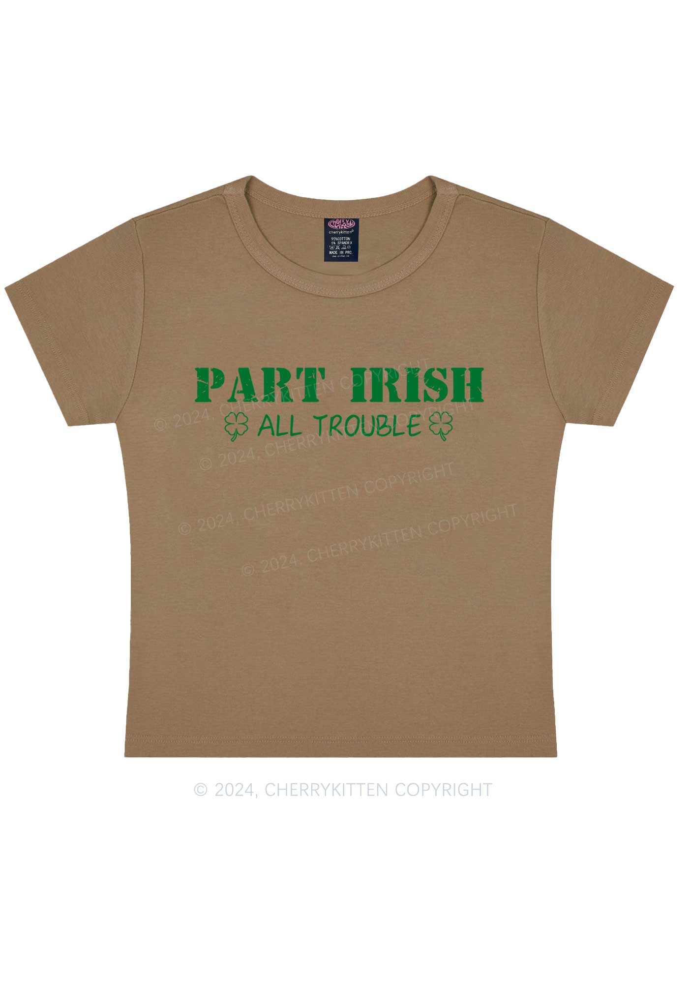 Part Irish All Trouble St Patricks Y2K Baby Tee Cherrykitten - Image 11