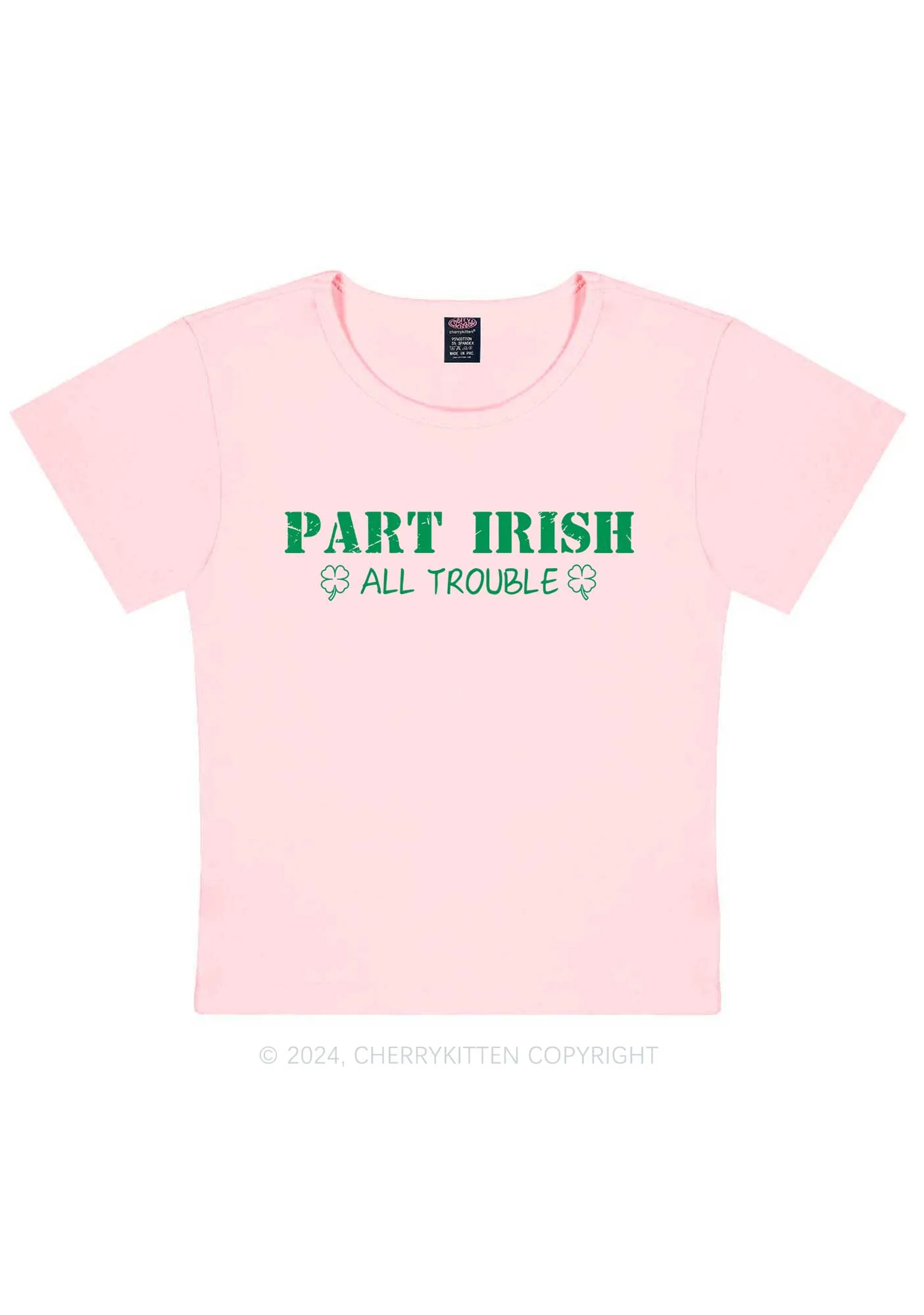 Part Irish All Trouble St Patricks Y2K Baby Tee Cherrykitten - Image 12