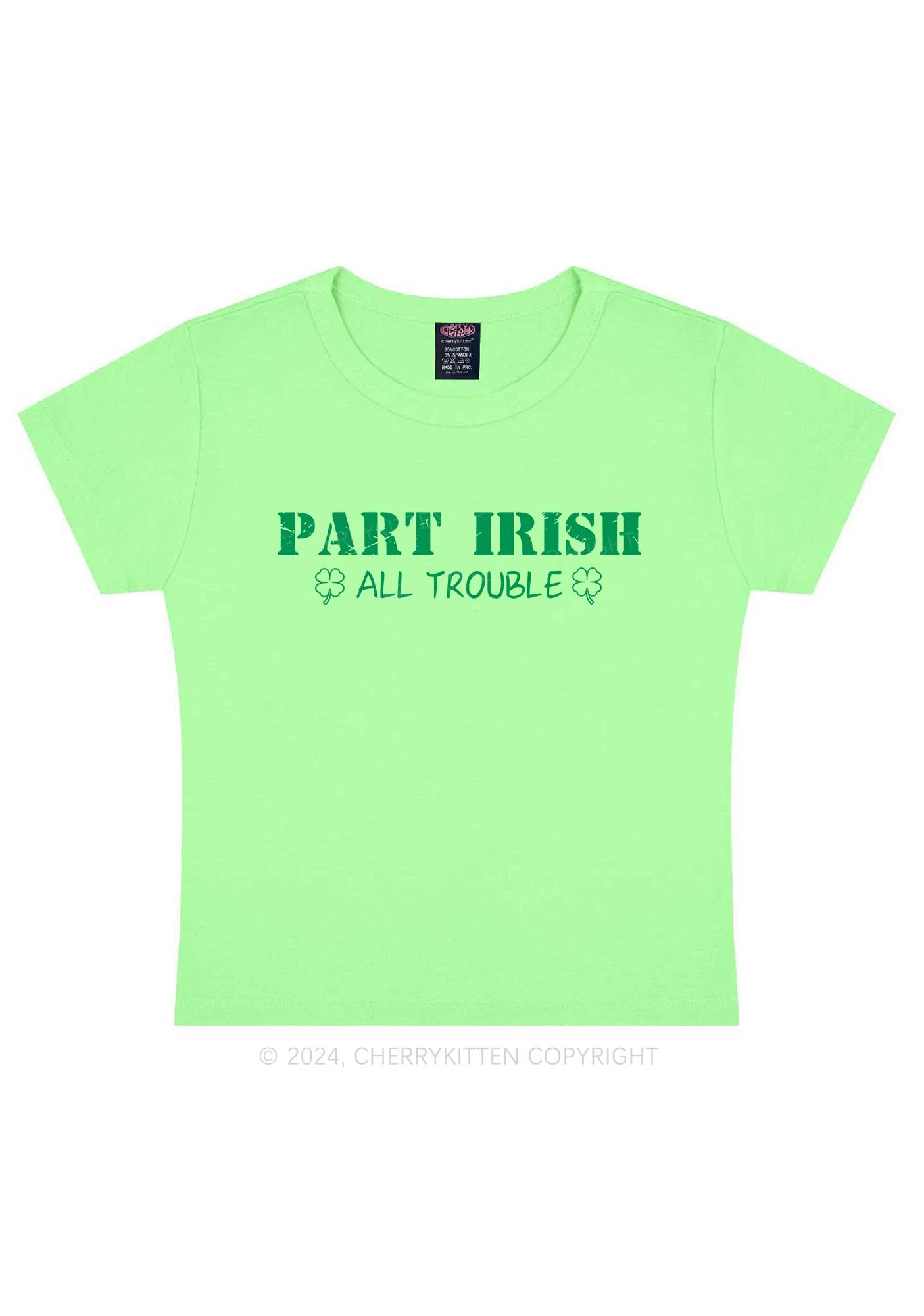 Part Irish All Trouble St Patricks Y2K Baby Tee Cherrykitten - Image 13