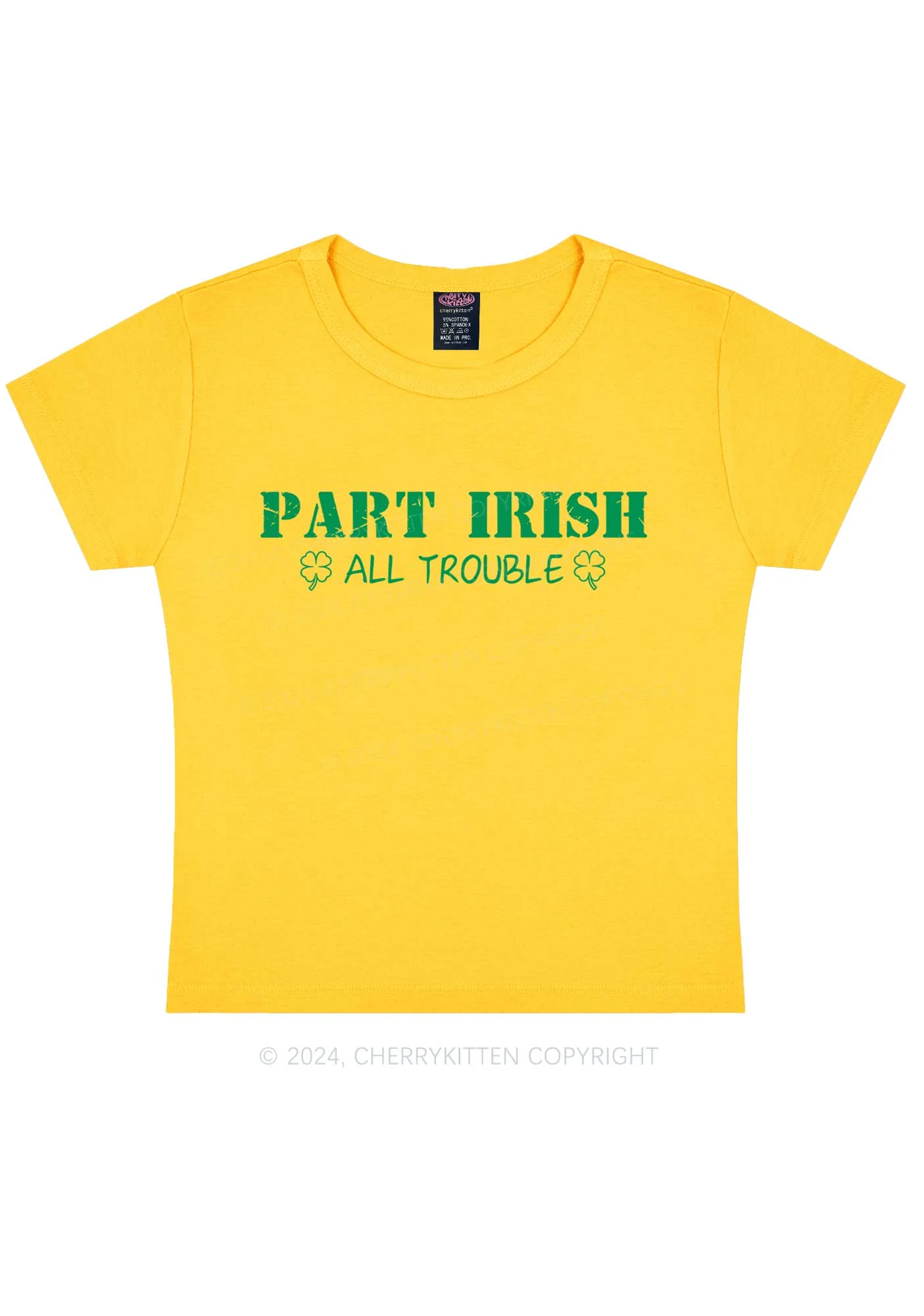 Part Irish All Trouble St Patricks Y2K Baby Tee Cherrykitten - Image 6