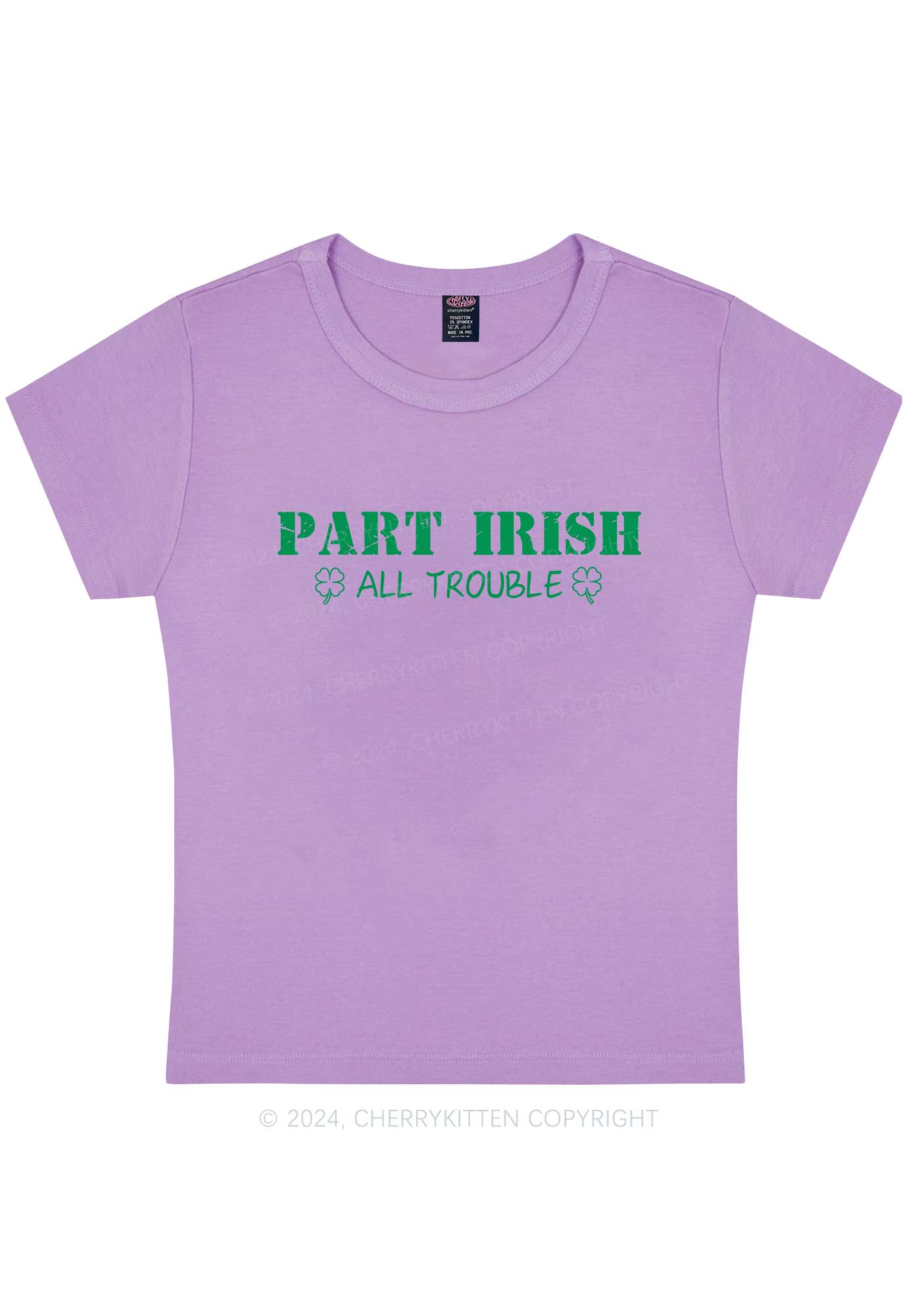 Part Irish All Trouble St Patricks Y2K Baby Tee Cherrykitten - Image 7
