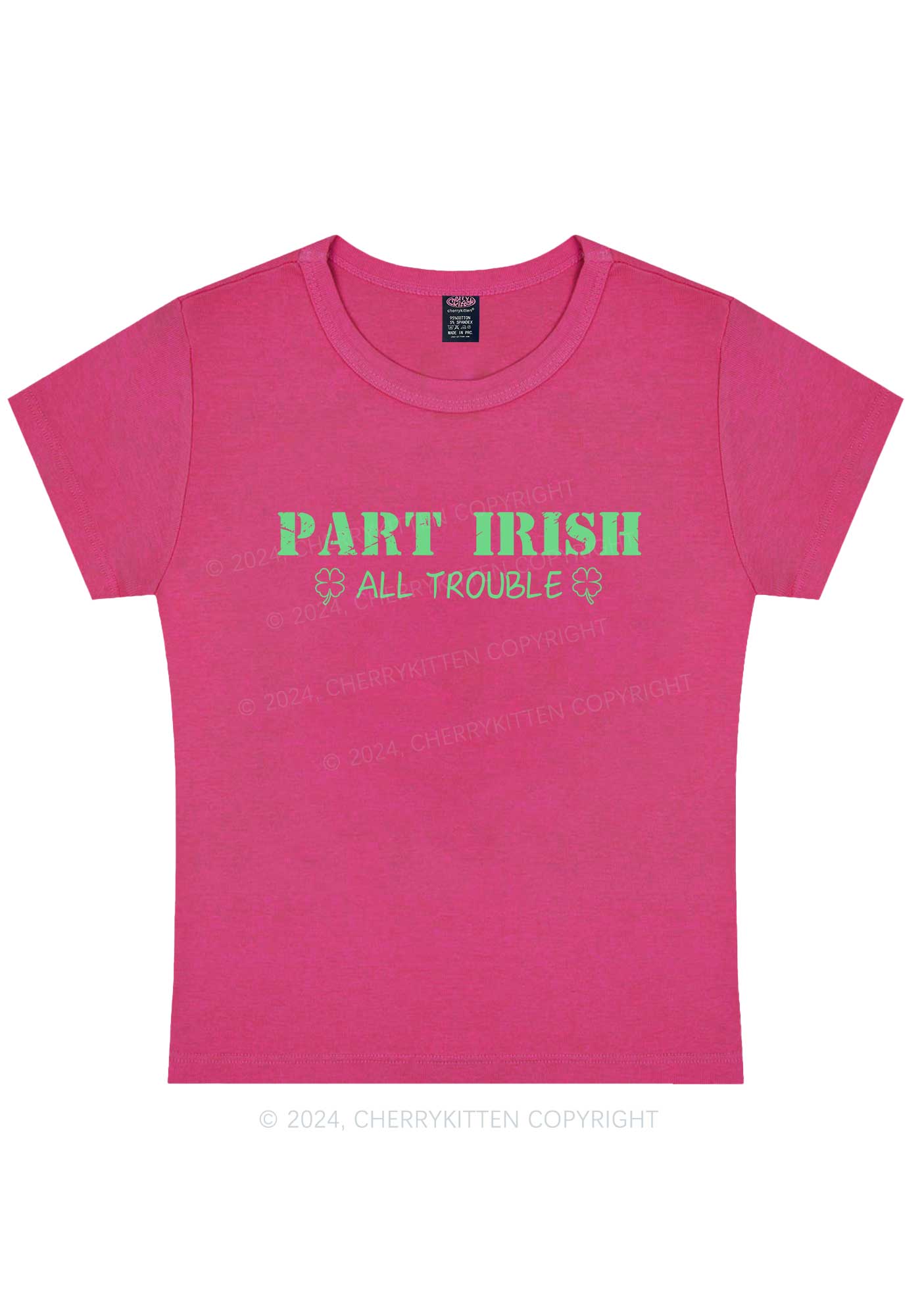Part Irish All Trouble St Patricks Y2K Baby Tee Cherrykitten - Image 8