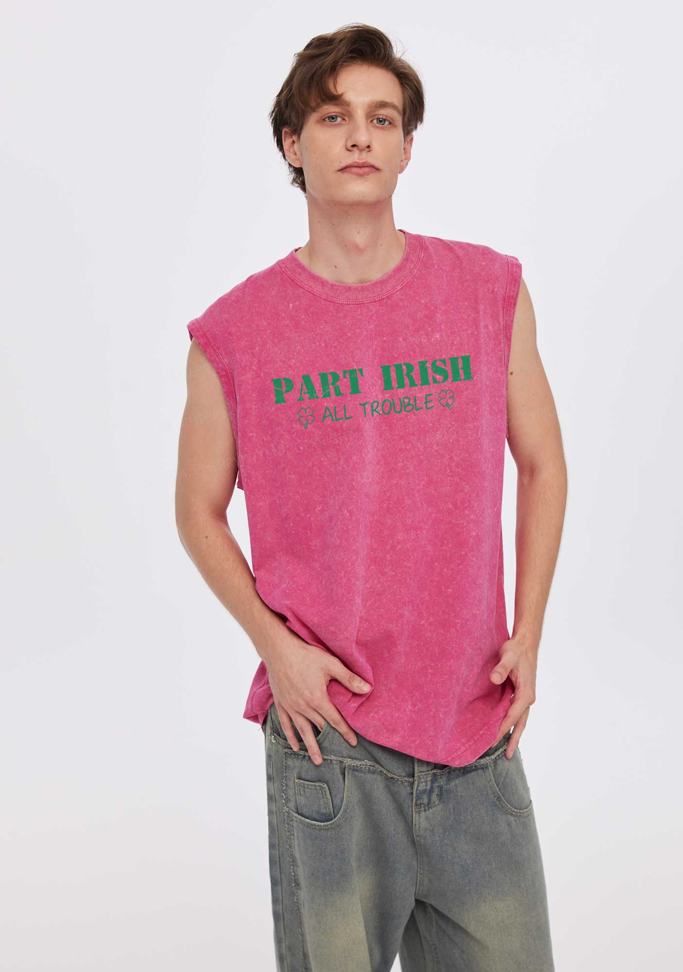 Part Irish All Trouble St Patricks Y2K Washed Tank Cherrykitten - Image 3