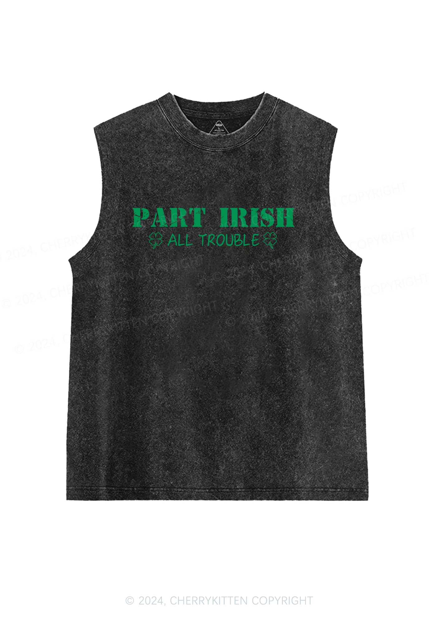 Part Irish All Trouble St Patricks Y2K Washed Tank Cherrykitten - Image 4