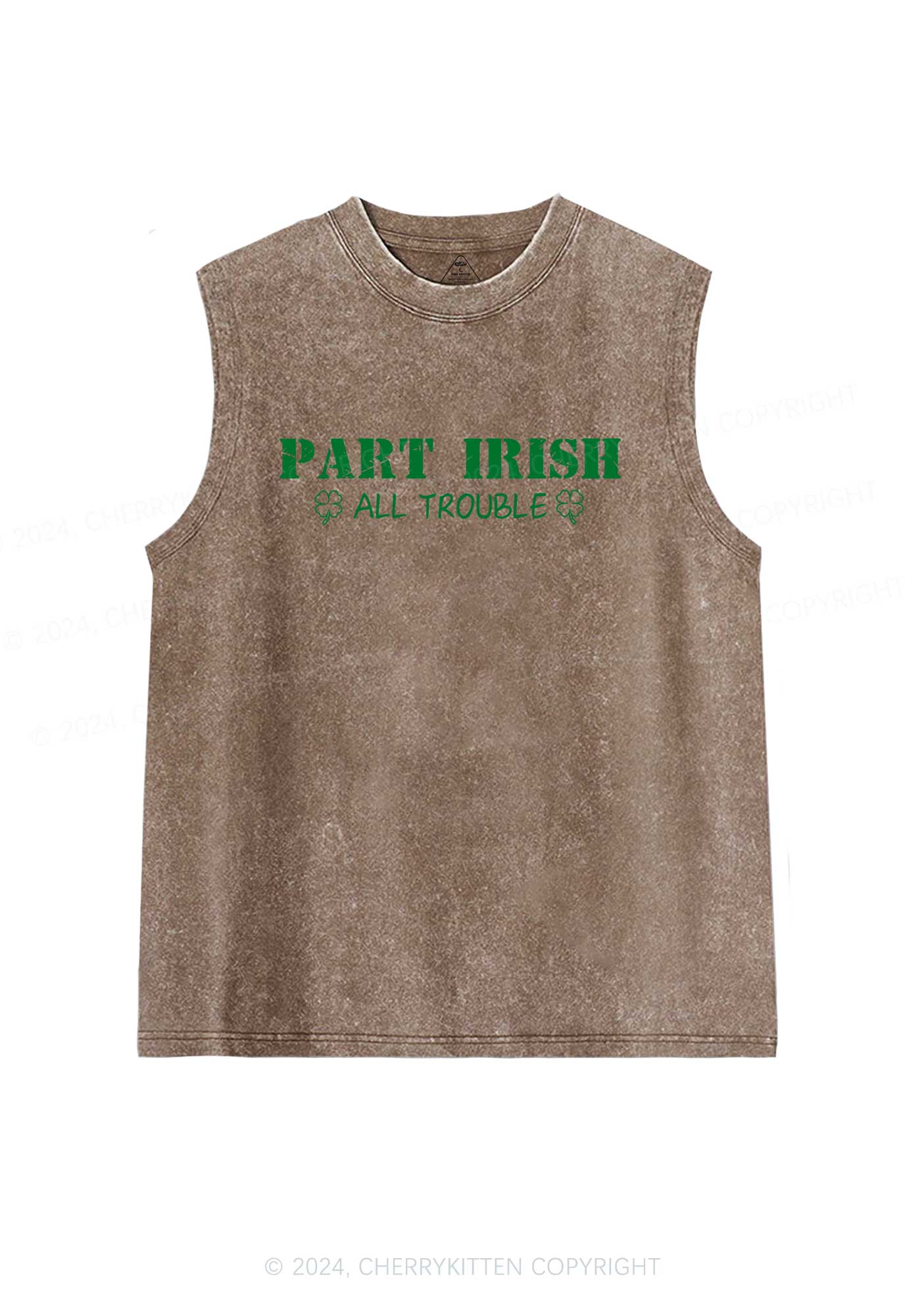 Part Irish All Trouble St Patricks Y2K Washed Tank Cherrykitten - Image 6