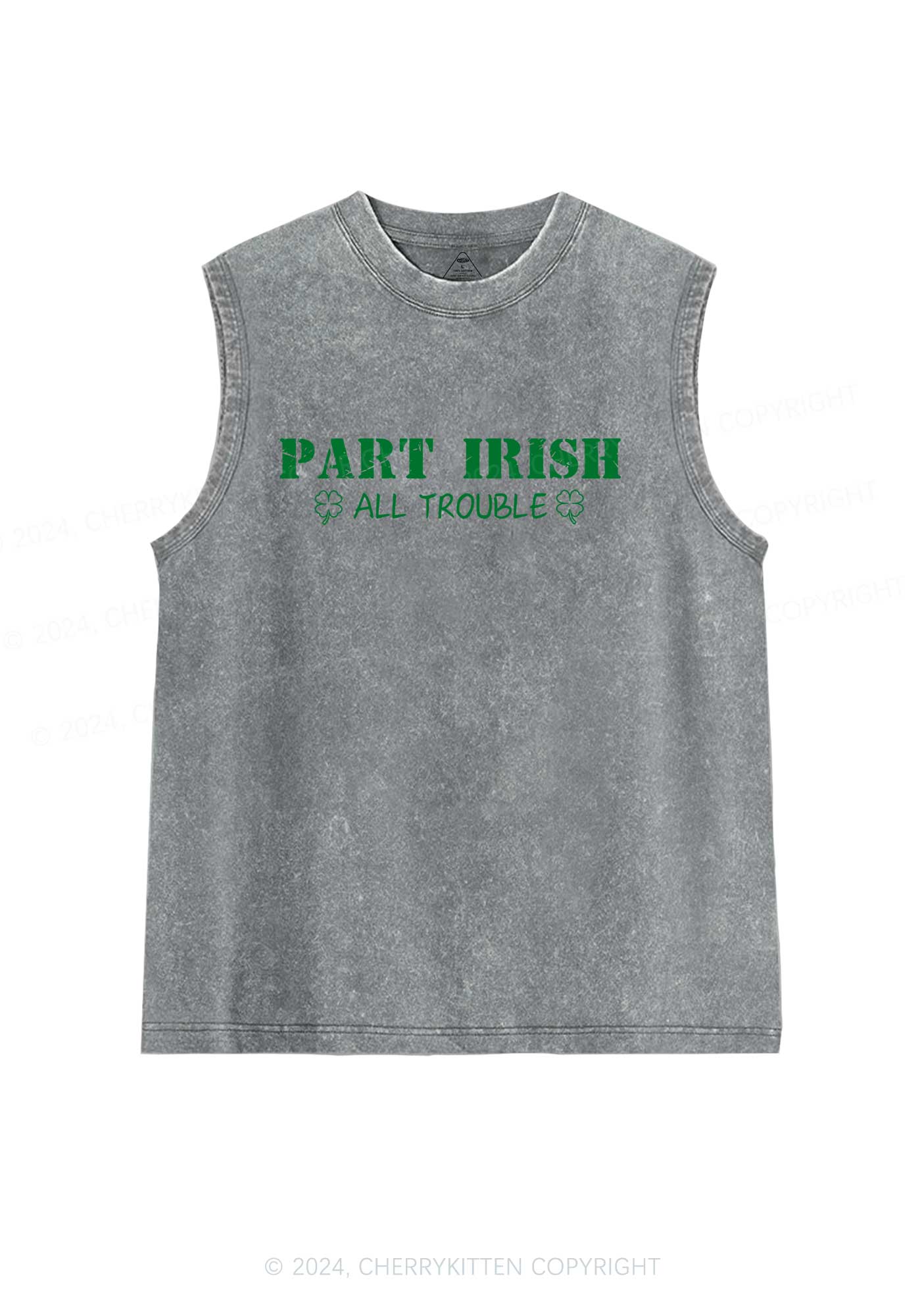 Part Irish All Trouble St Patricks Y2K Washed Tank Cherrykitten - Image 7
