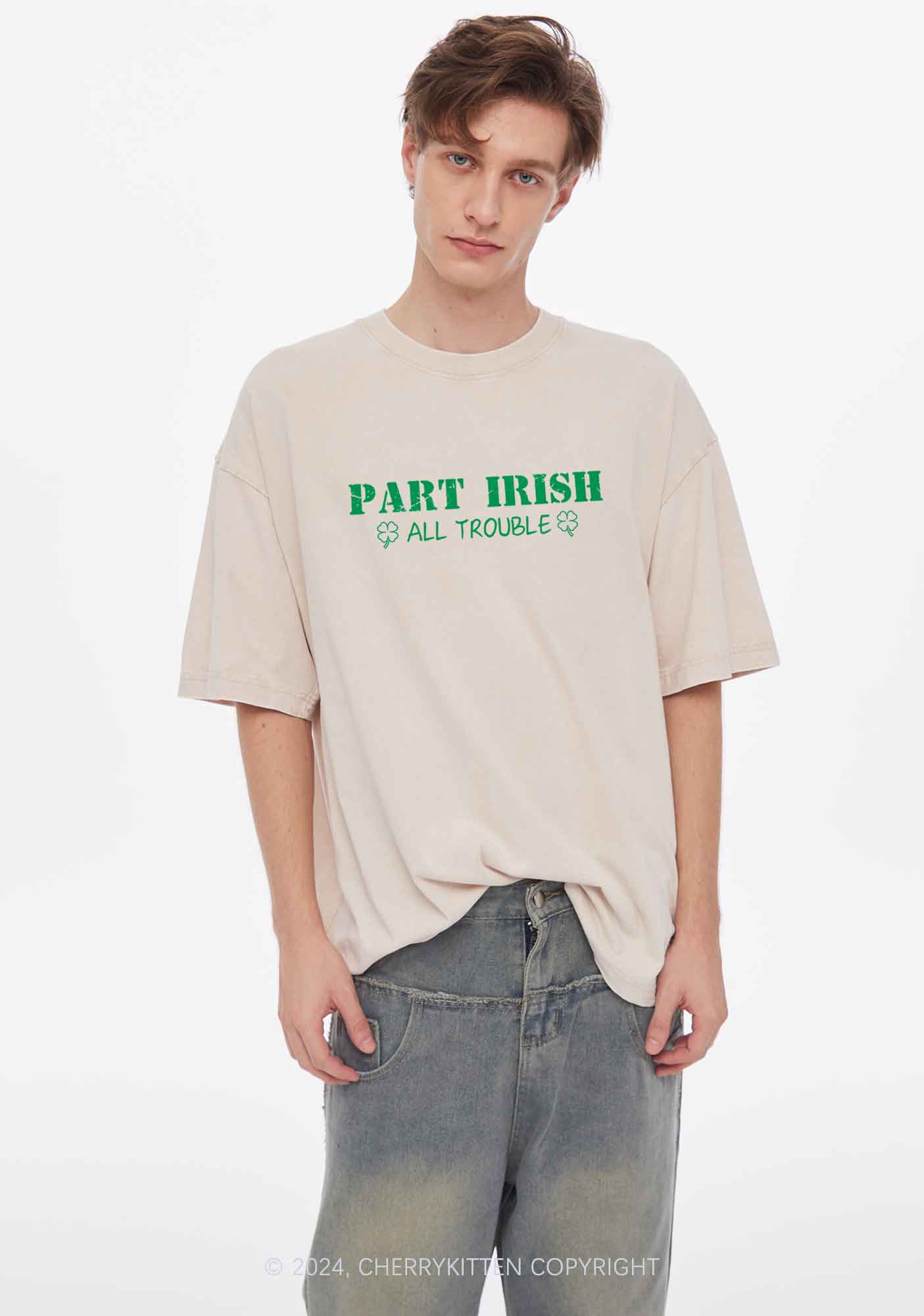 Part Irish All Trouble St Patricks Y2K Washed Tee Cherrykitten - Image 3