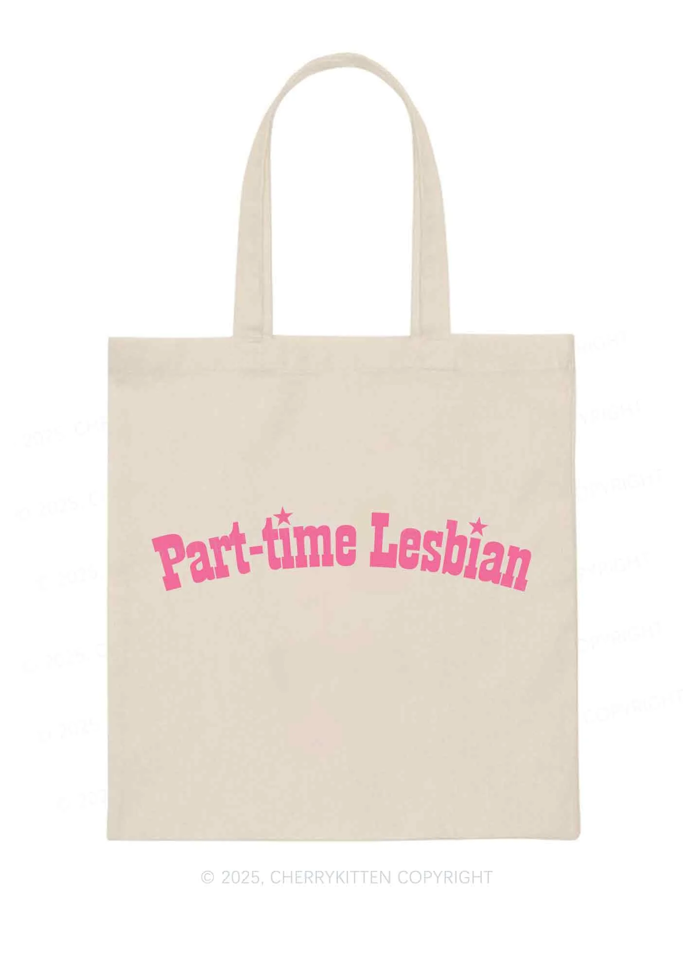 Part Time Lesbian Pride Y2K Canvas Tote Bag Cherrykitten - Image 3