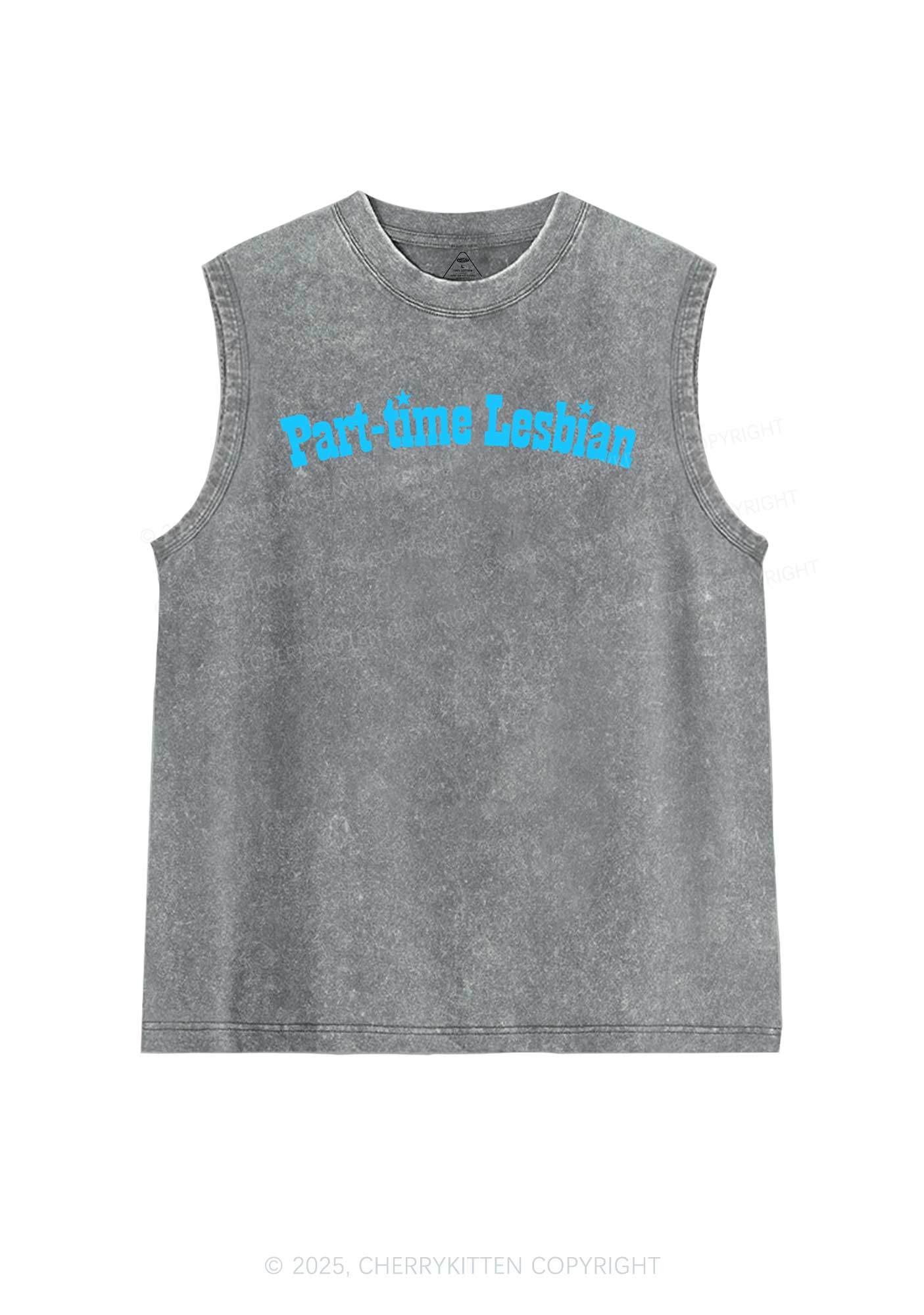Part Time Lesbian Pride Y2K Washed Muscle Tank Cherrykitten - Image 5