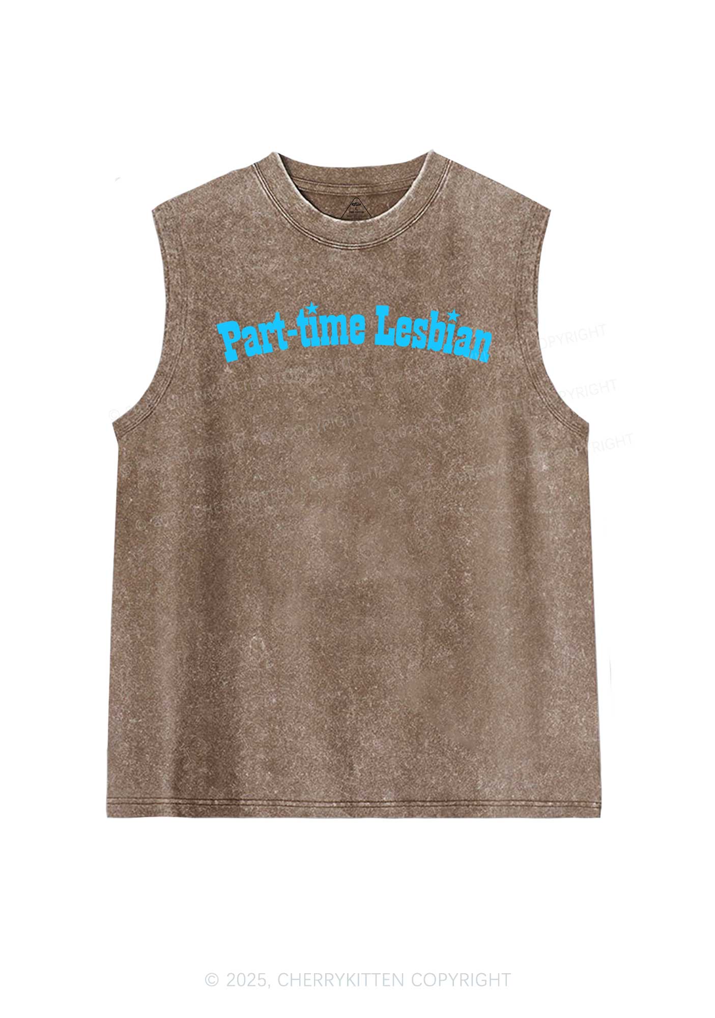 Part Time Lesbian Pride Y2K Washed Muscle Tank Cherrykitten - Image 6